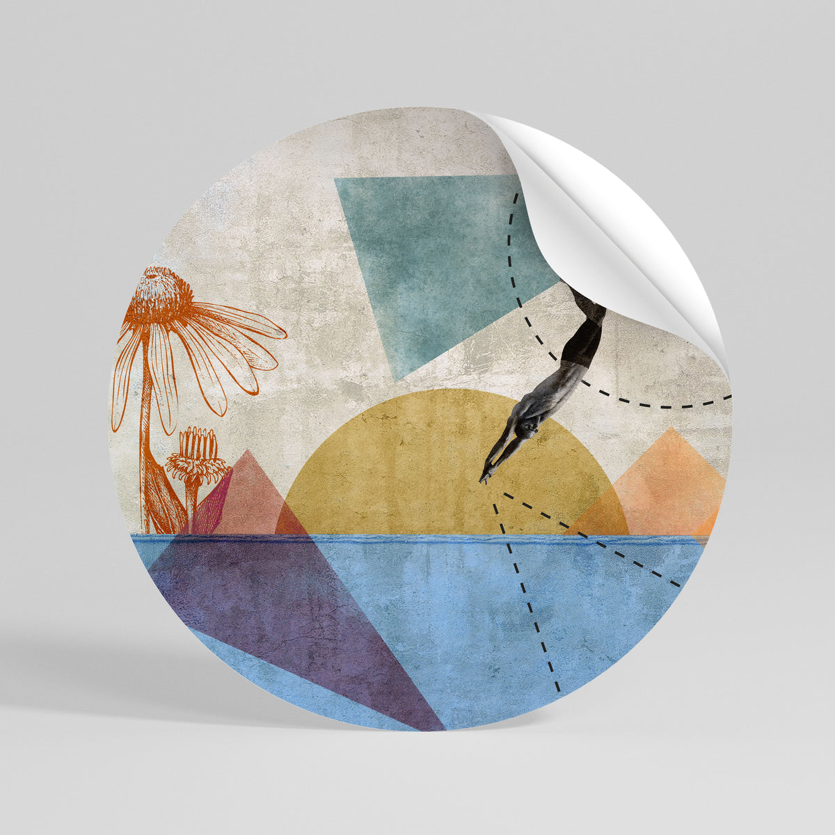 JUMP AROUND THE SHAPES Peel and Stick Round Sticker