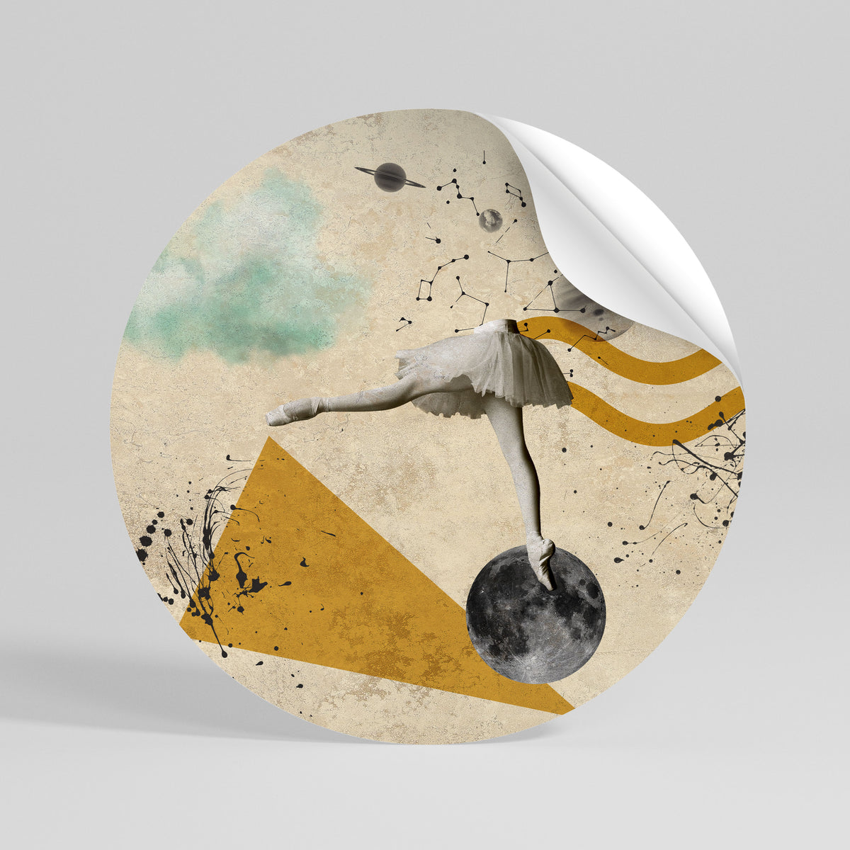 SHAPES OF BALLERINA Peel and Stick Round Sticker