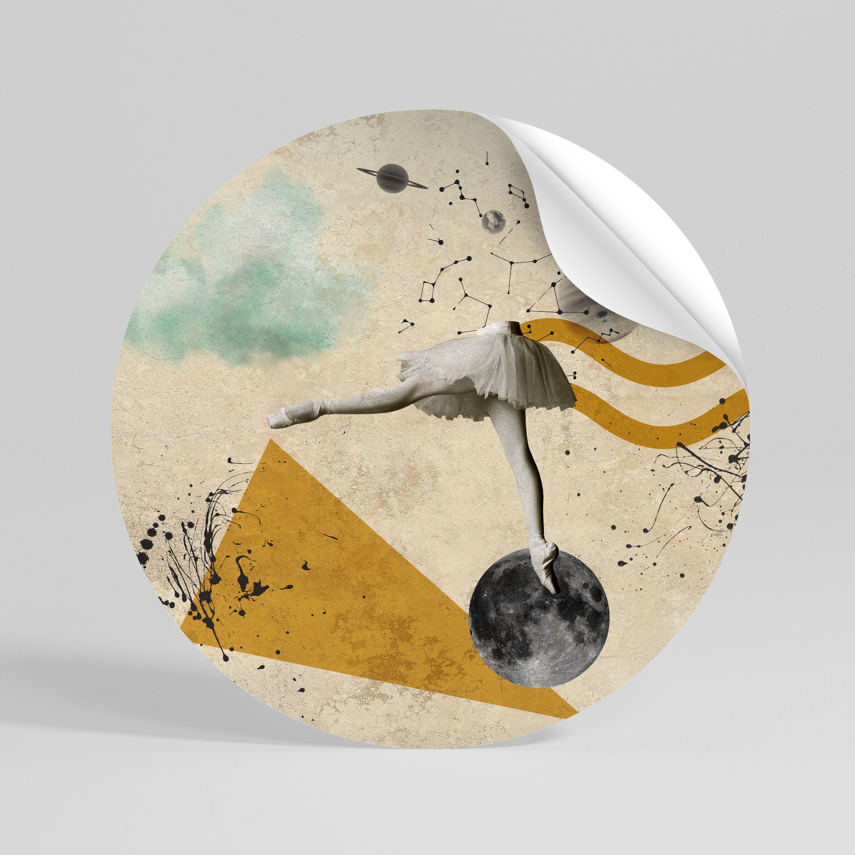 SHAPES OF BALLERINA Peel and Stick Round Sticker