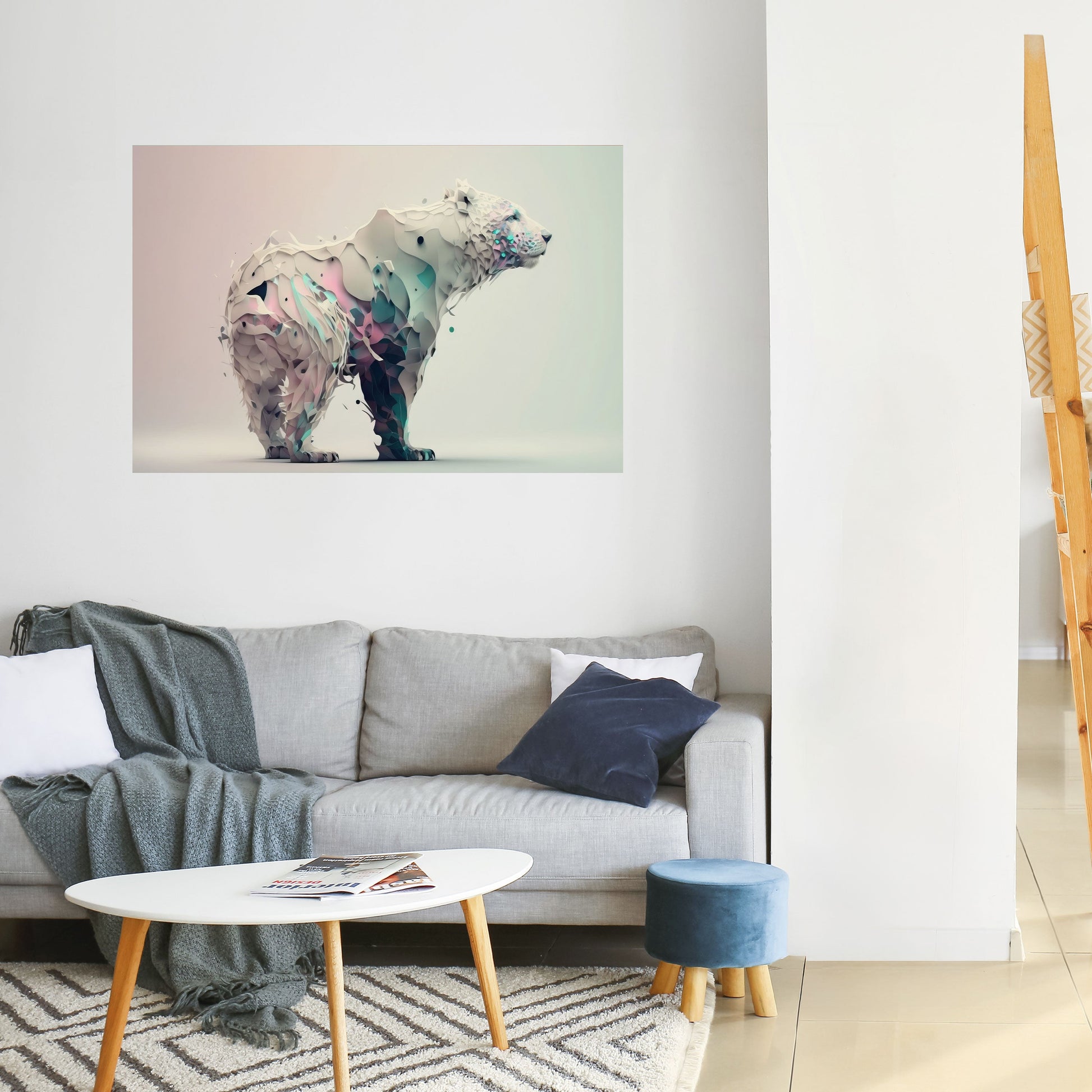 Affiche horizontale autocollante OURS FUTURISTE