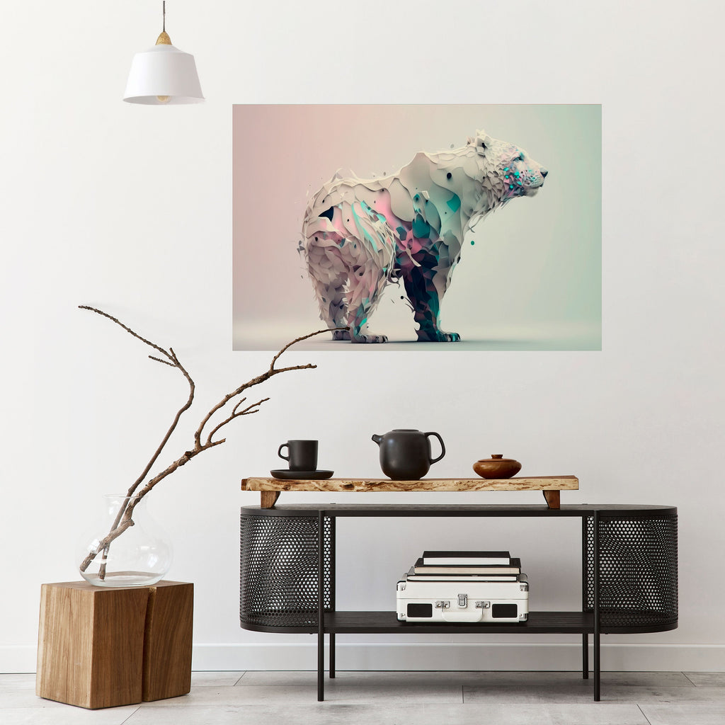 Affiche horizontale autocollante OURS FUTURISTE