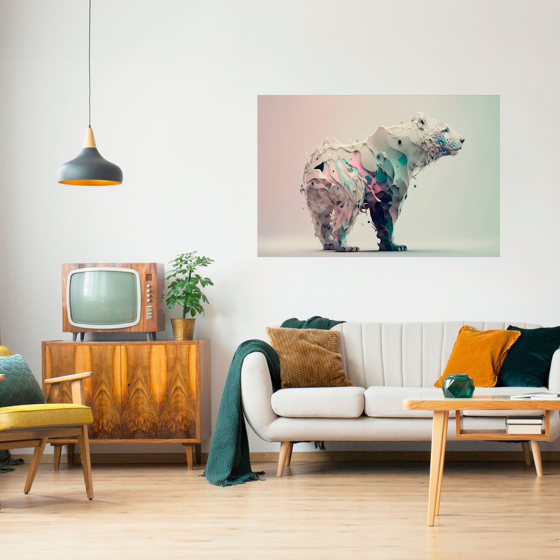 Affiche horizontale autocollante OURS FUTURISTE