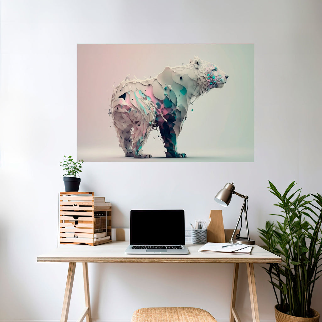Affiche horizontale autocollante OURS FUTURISTE