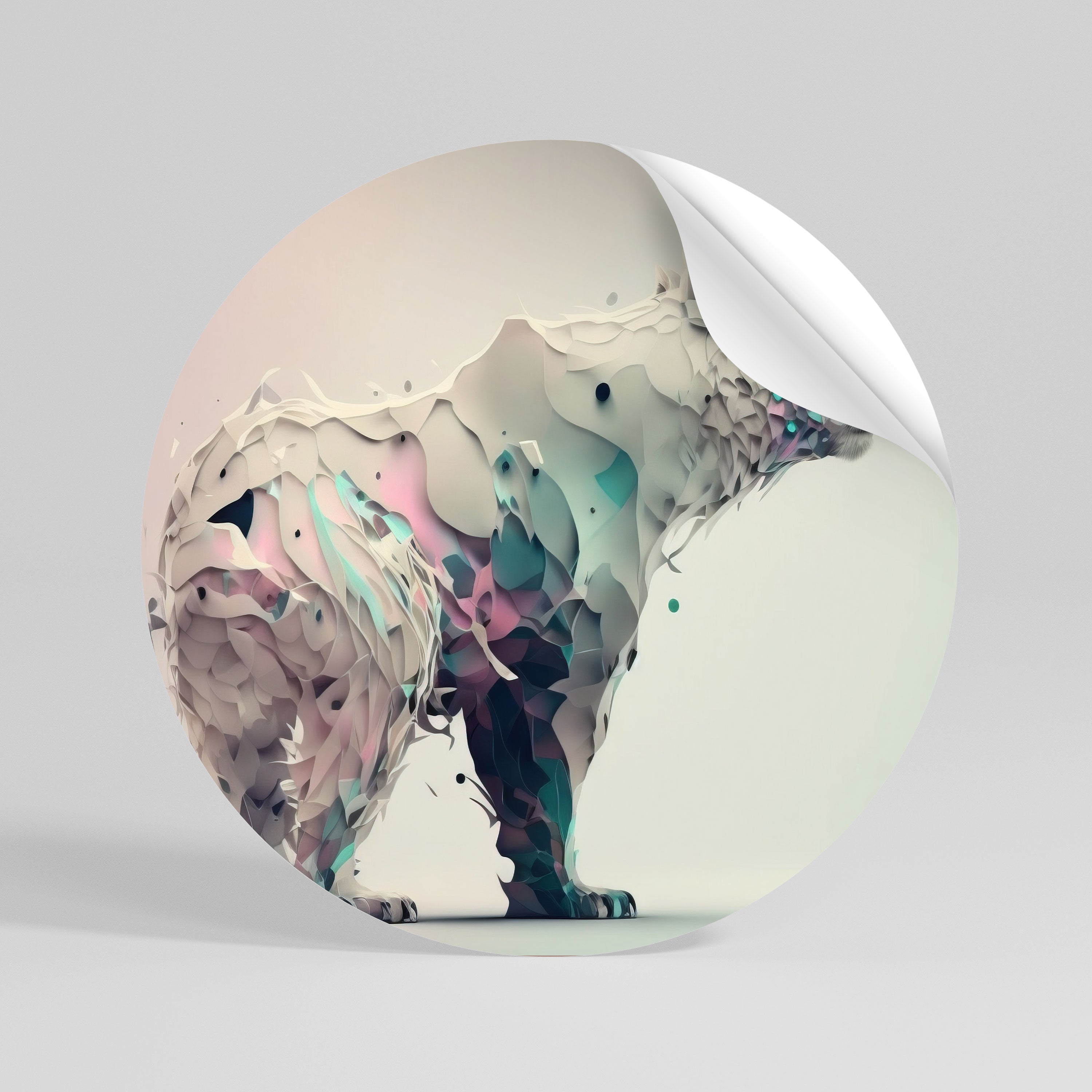 FUTURISTIC BEAR Peel and Stick Round Sticker