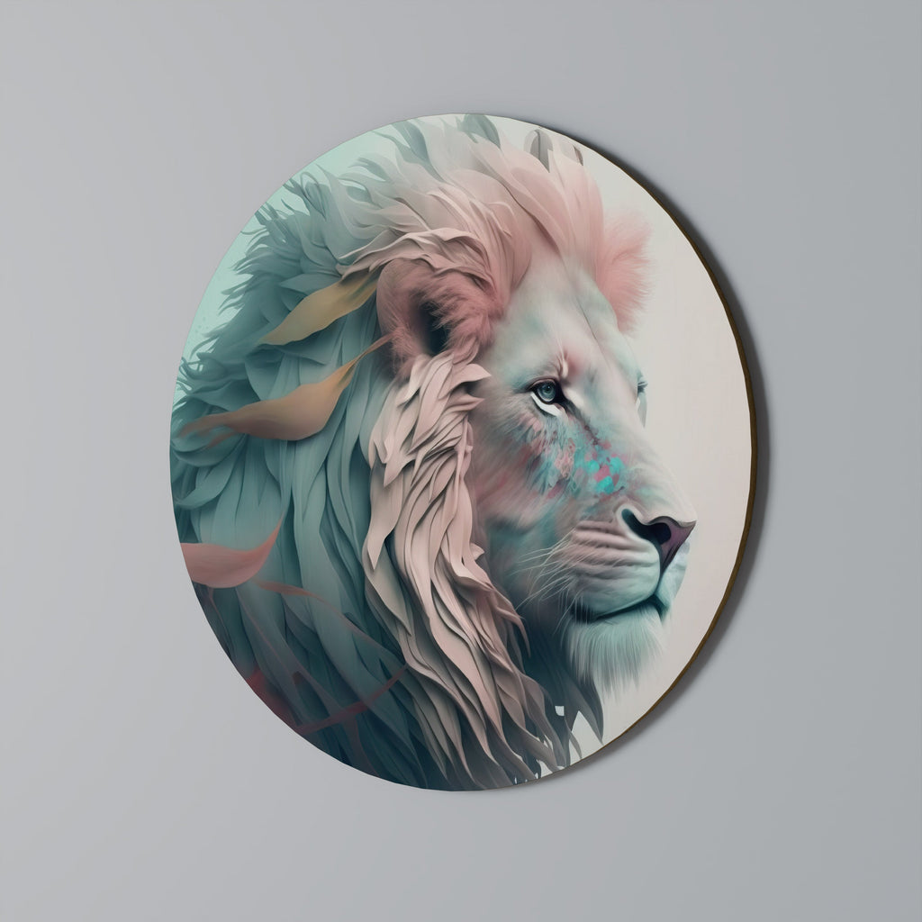 LUMINOUS LION MAJESTY Round Wall Art
