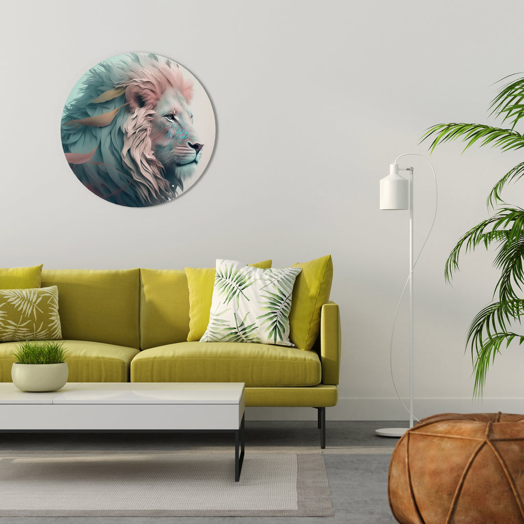 LUMINOUS LION MAJESTY Round Wall Art