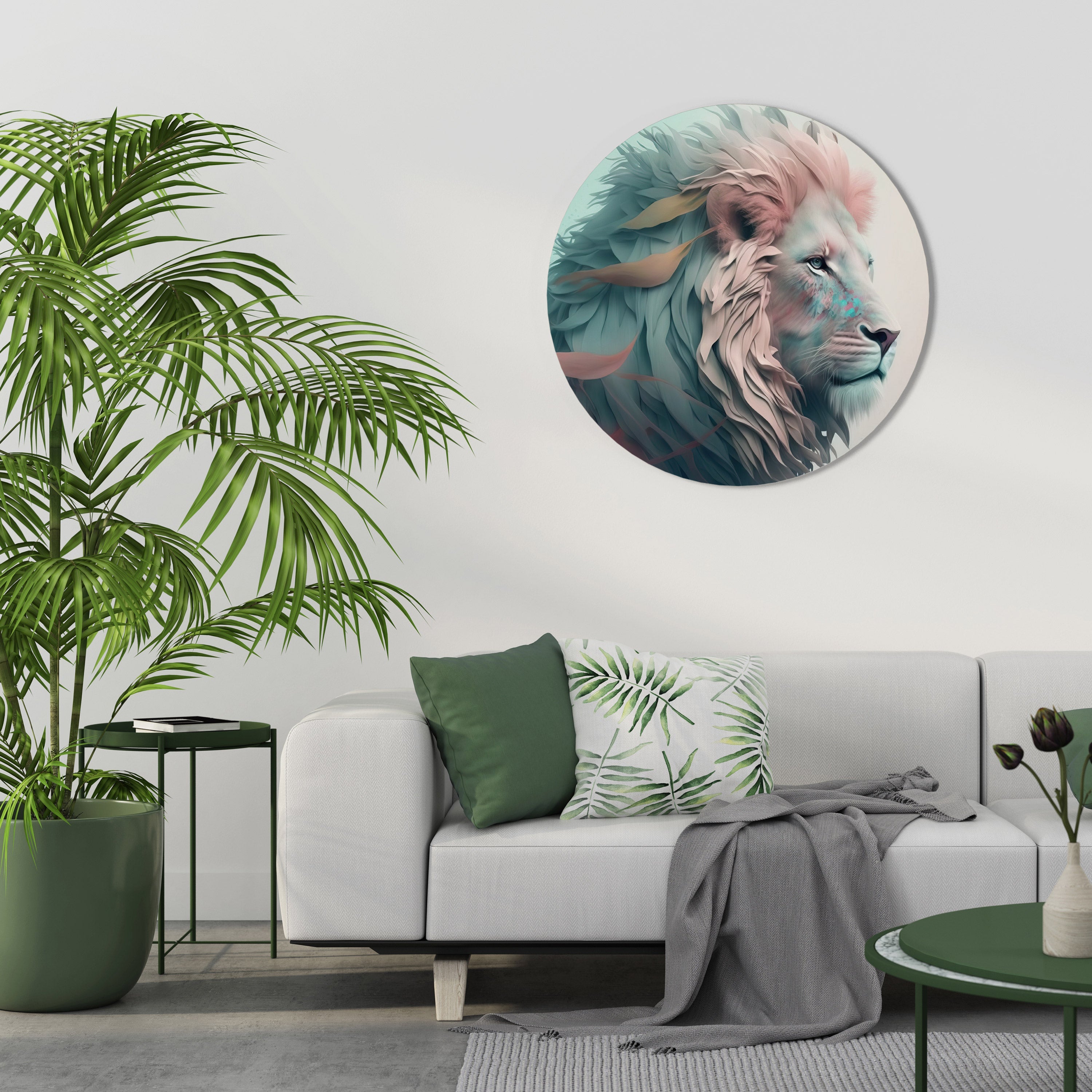 LUMINOUS LION MAJESTY Round Wall Art