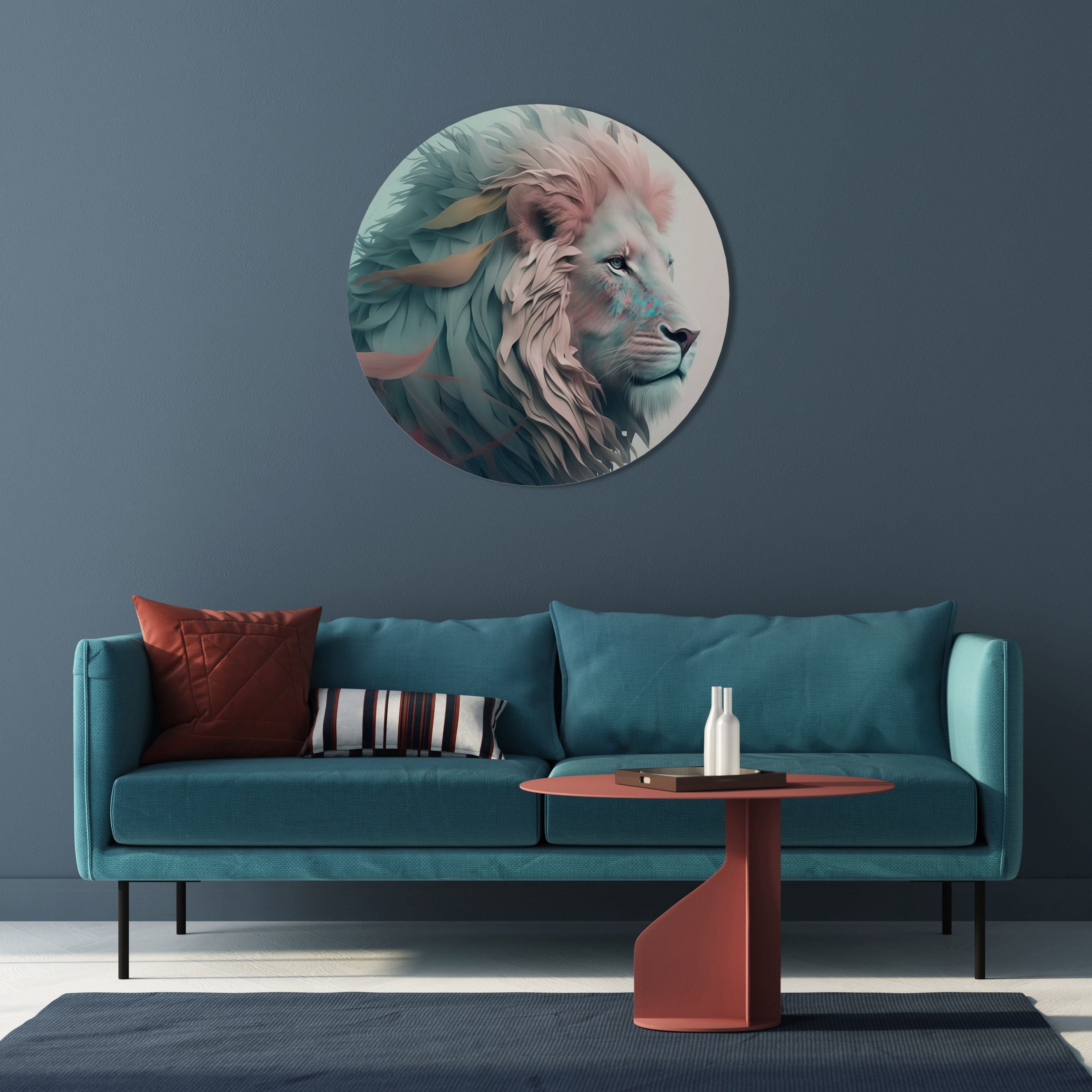 LUMINOUS LION MAJESTY Round Wall Art