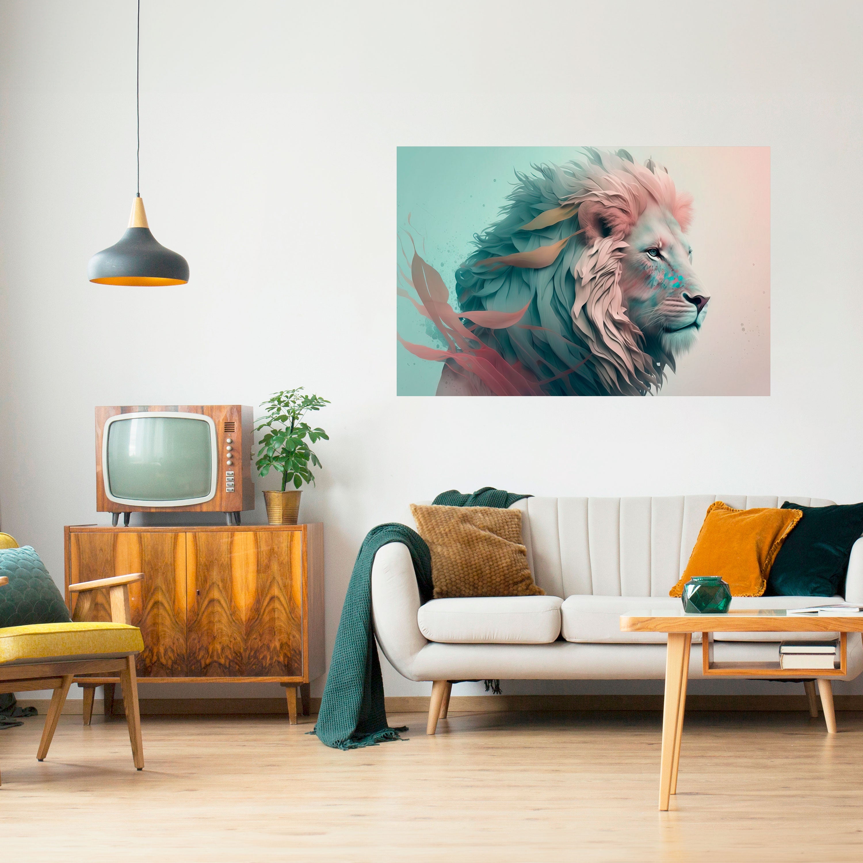 LUMINOUS LION MAJESTY Peel and Stick Horizontal Poster