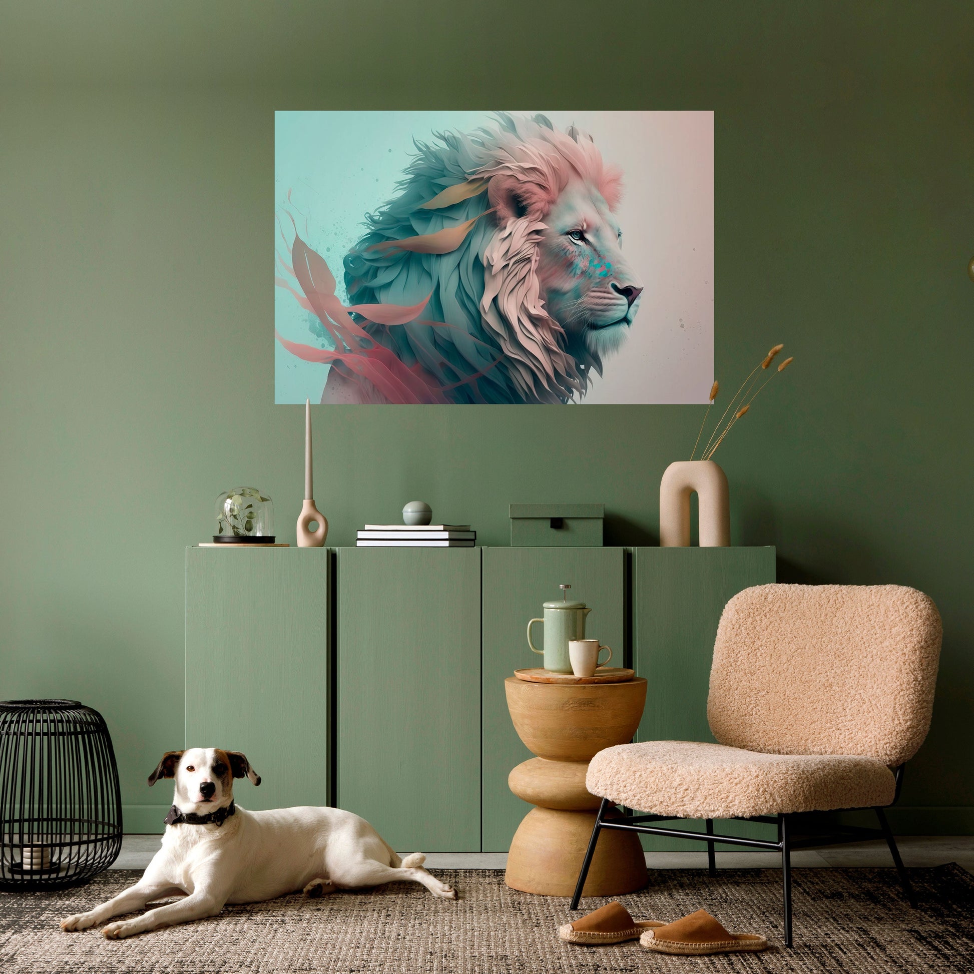 Affiche horizontale autocollante LION MAJESTÉ LUMINEUSE