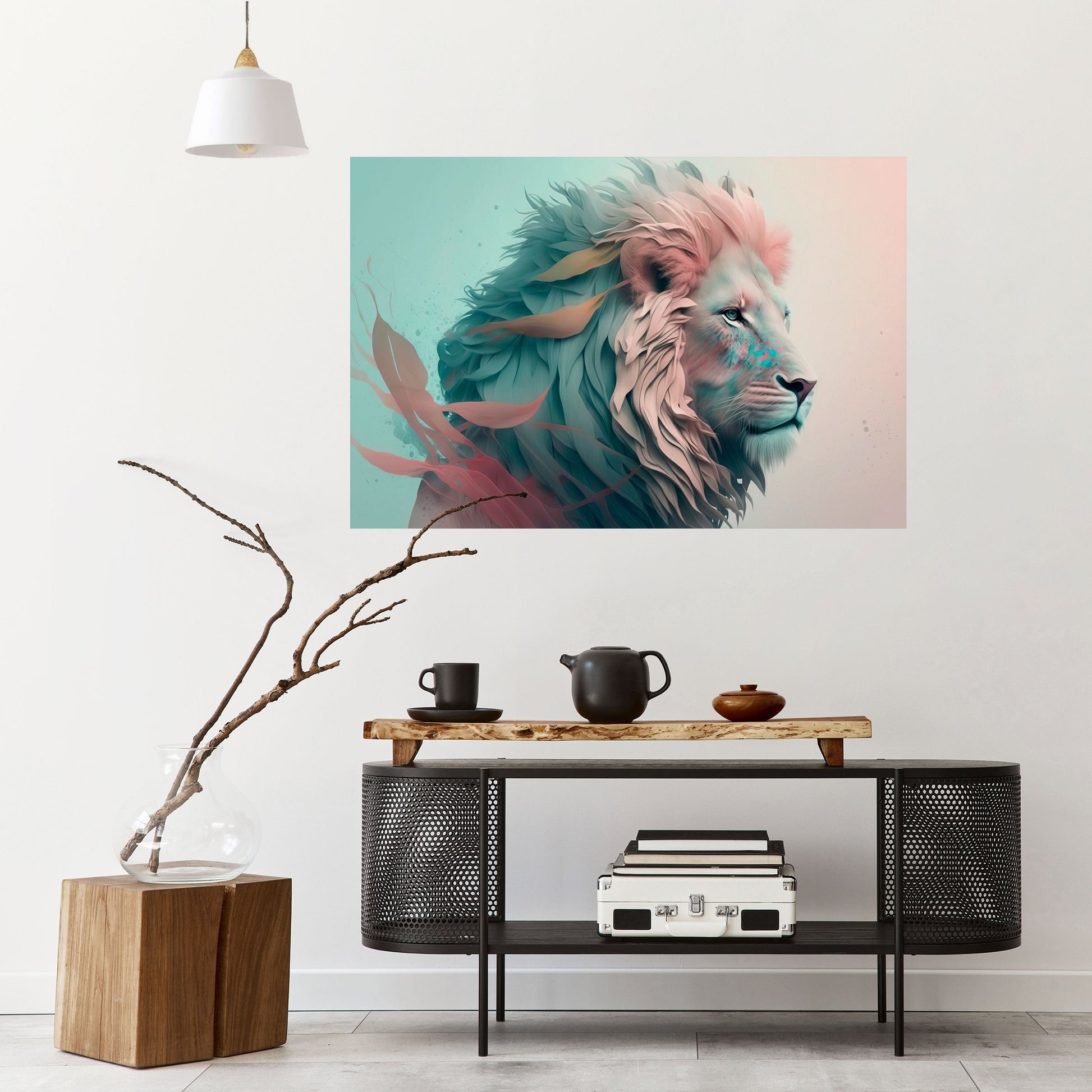 Affiche horizontale autocollante LION MAJESTÉ LUMINEUSE