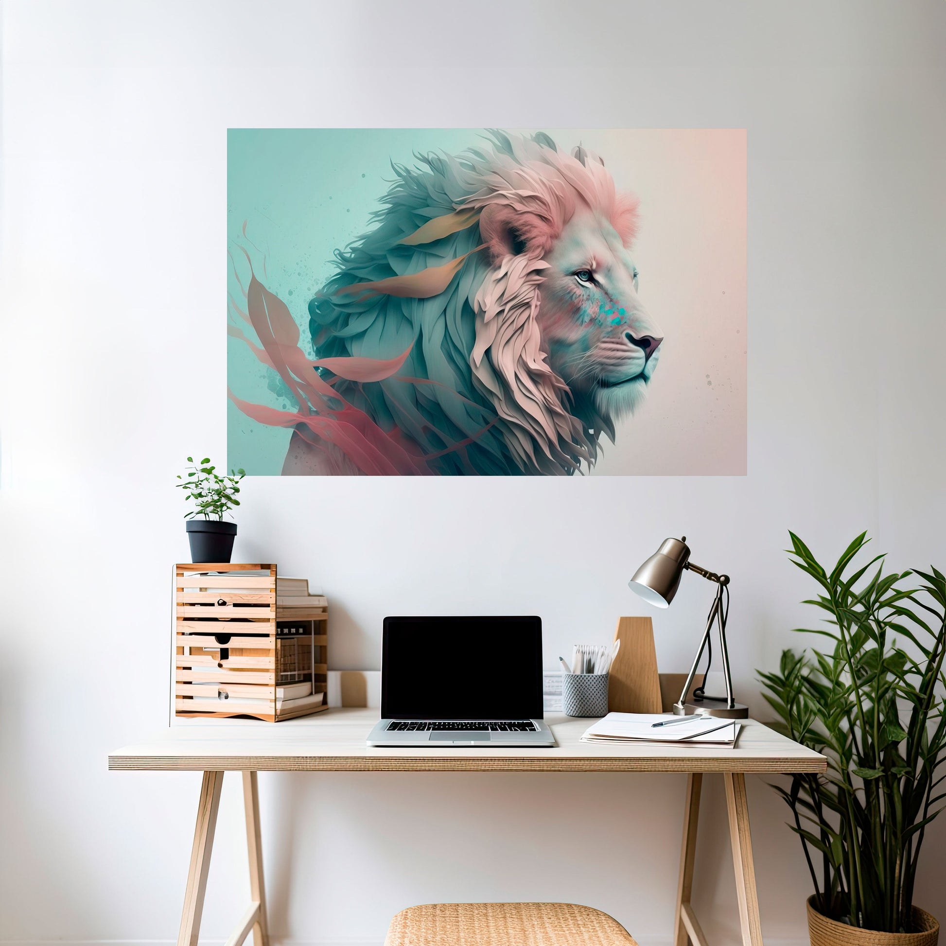 Affiche horizontale autocollante LION MAJESTÉ LUMINEUSE