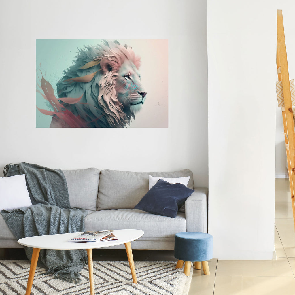 Affiche horizontale autocollante LION MAJESTÉ LUMINEUSE