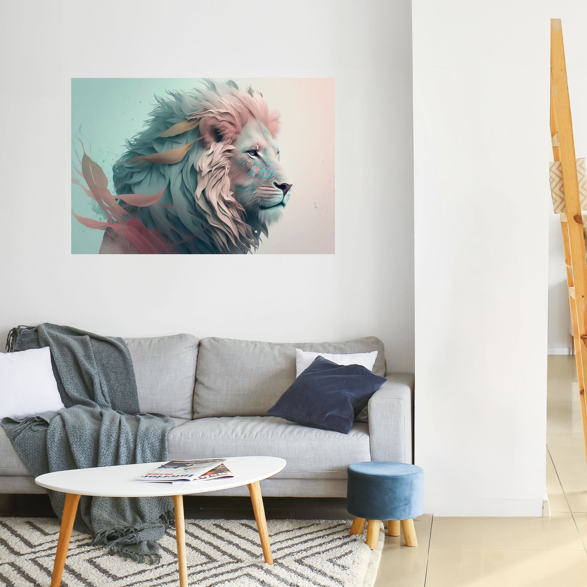 Affiche horizontale autocollante LION MAJESTÉ LUMINEUSE