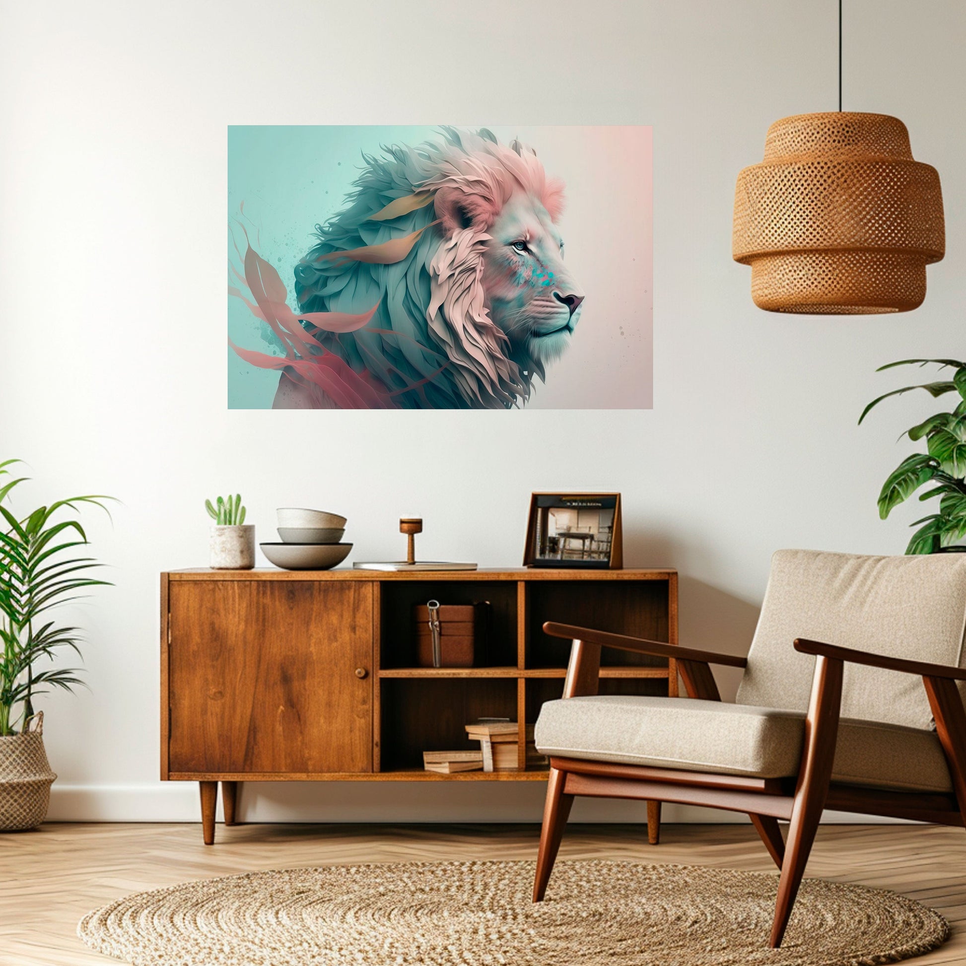 Affiche horizontale autocollante LION MAJESTÉ LUMINEUSE