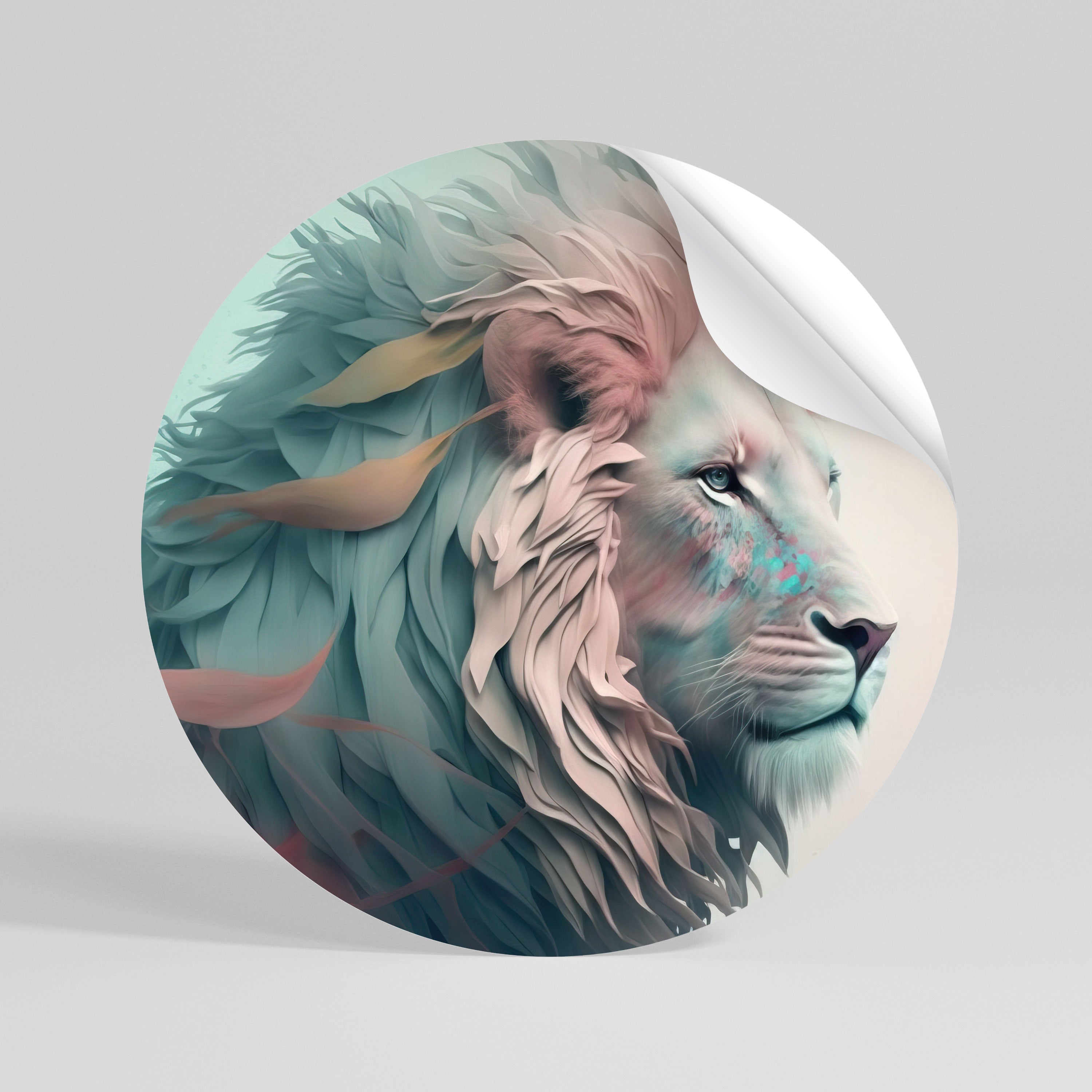 LUMINOUS LION MAJESTY Peel and Stick Round Sticker