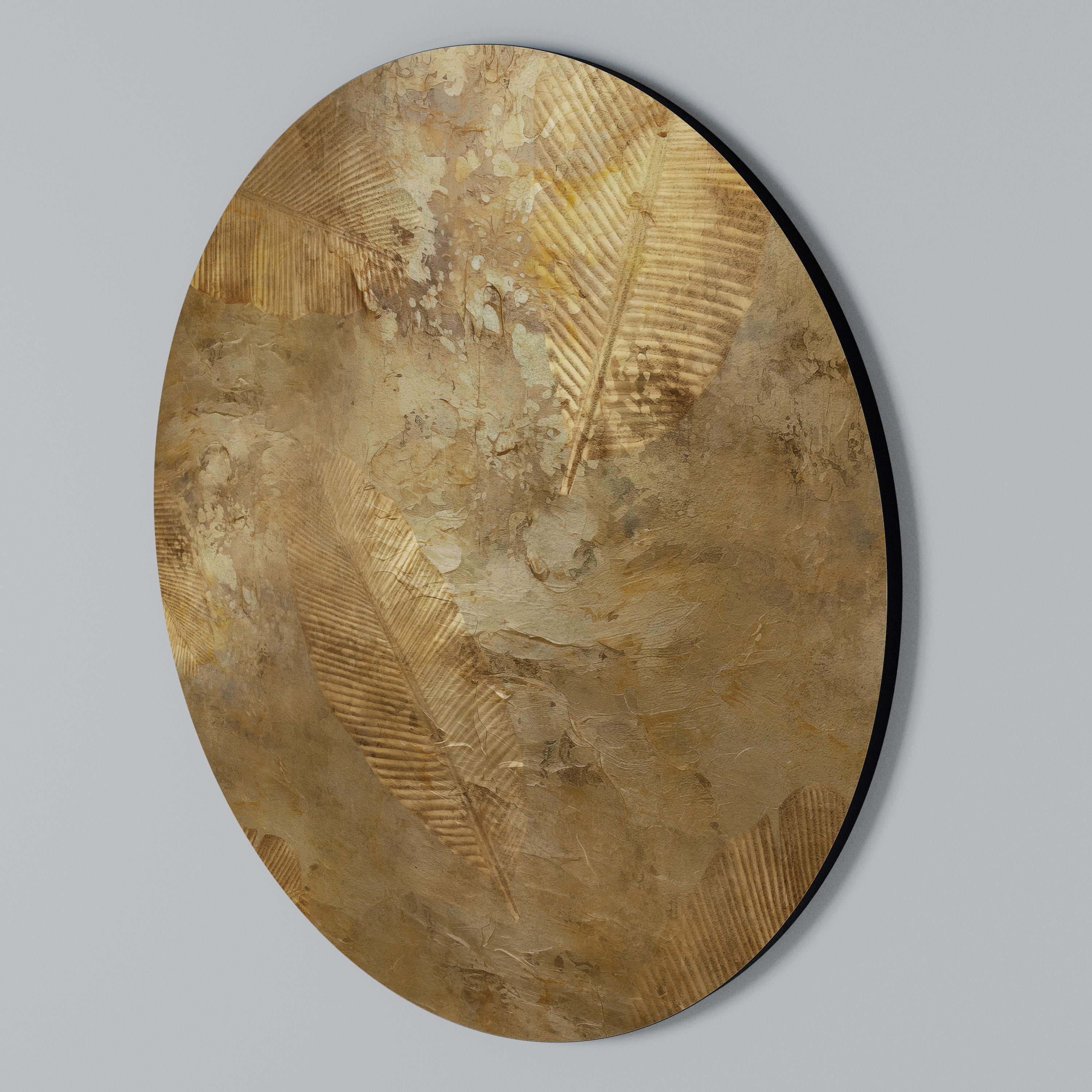 GILDED LEAF CASCADE Round Wall Art