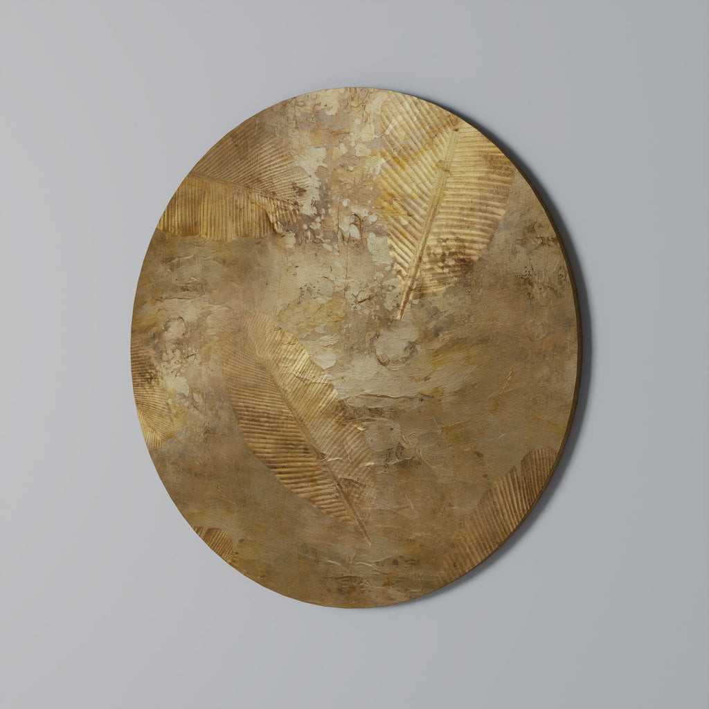 GILDED LEAF CASCADE Round Wall Art
