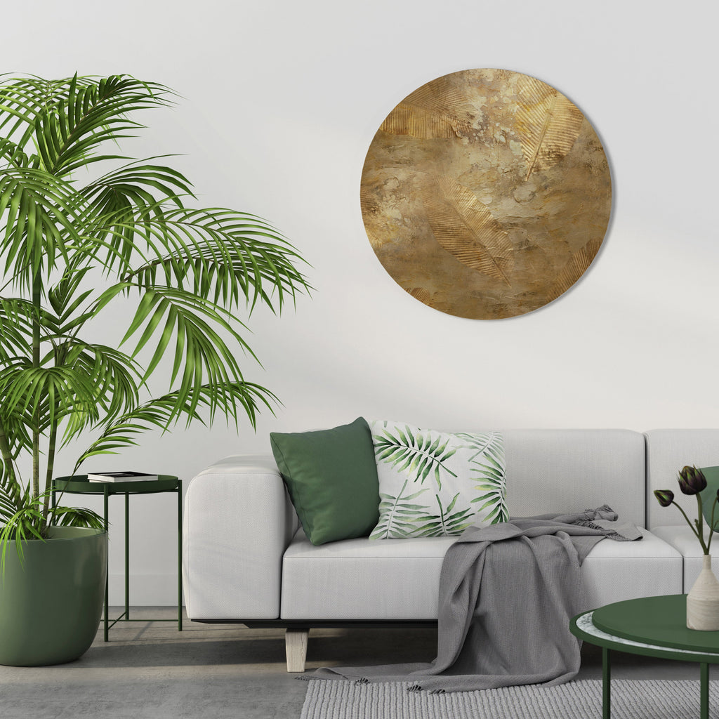 GILDED LEAF CASCADE Round Wall Art