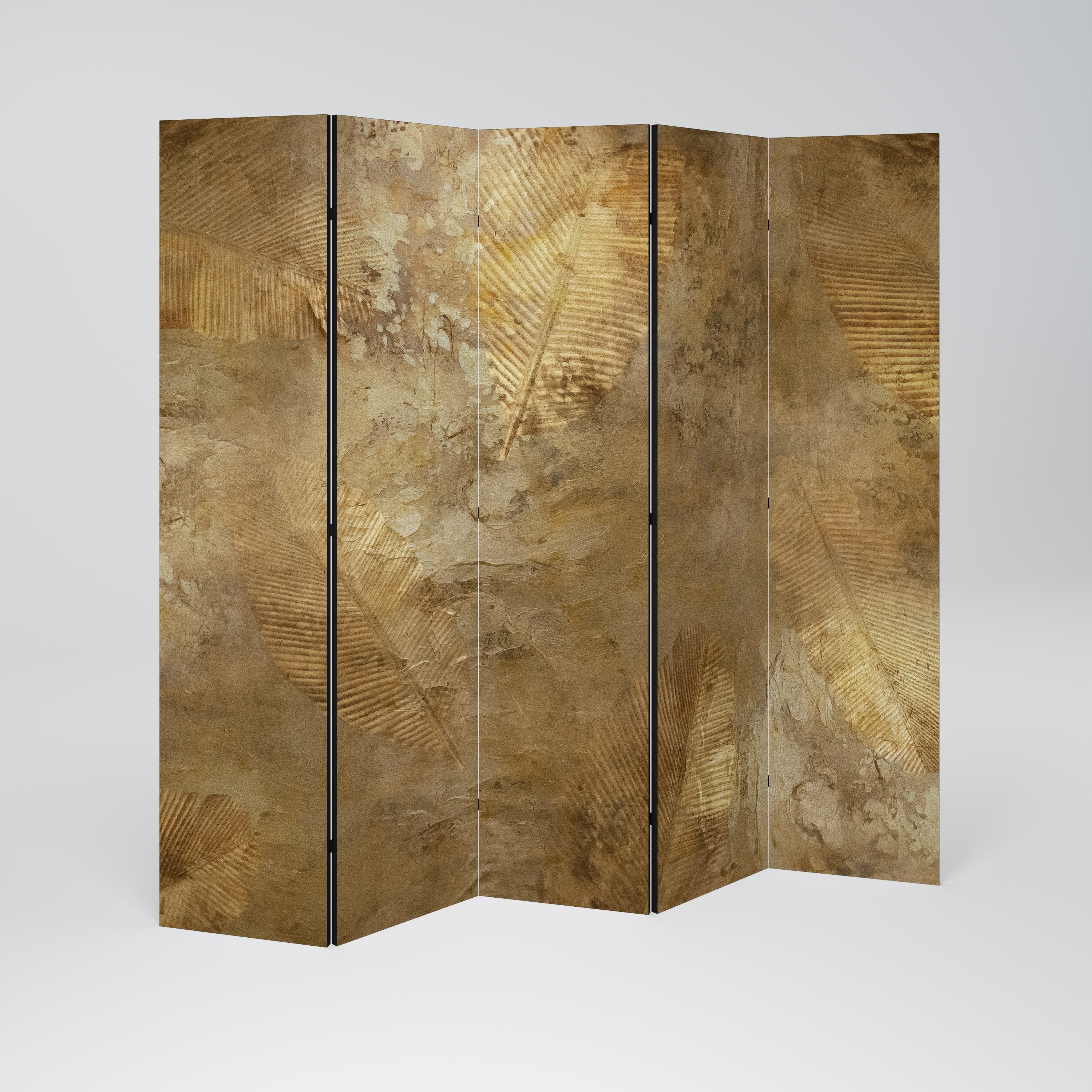 GILDED LEAF CASCADE Decorative 5-Panel Room Divider