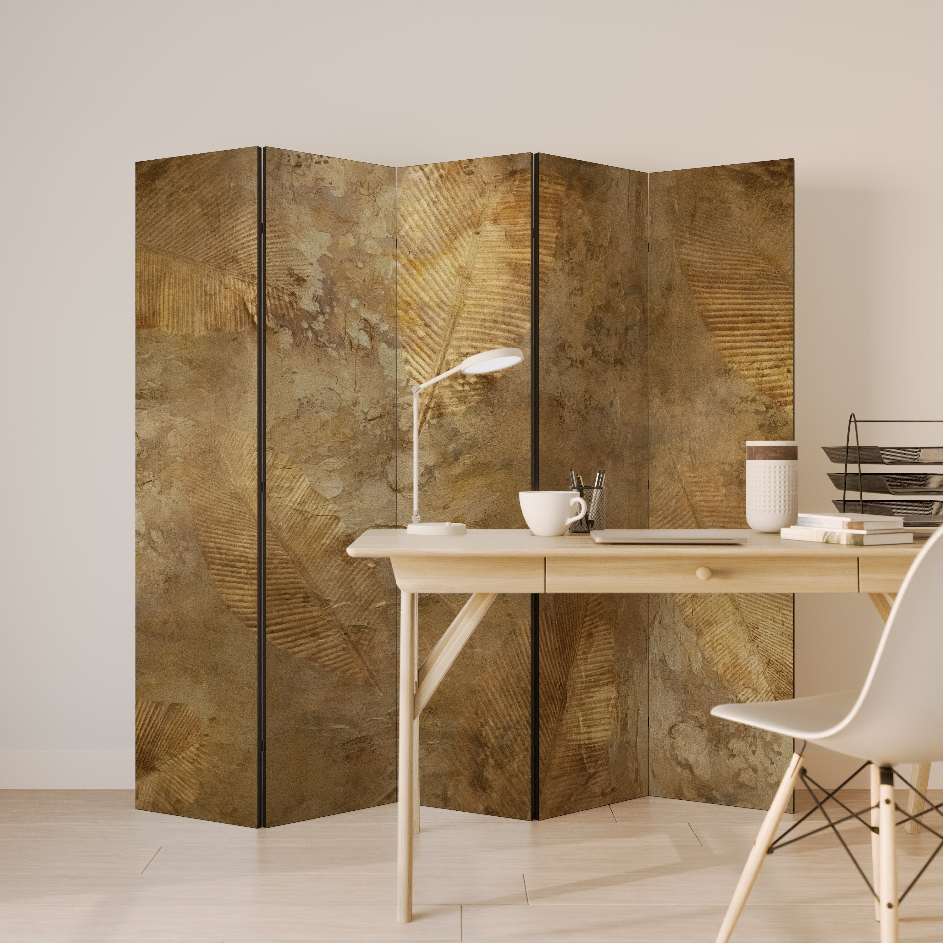 GILDED LEAF CASCADE 5-Panel Room Divider