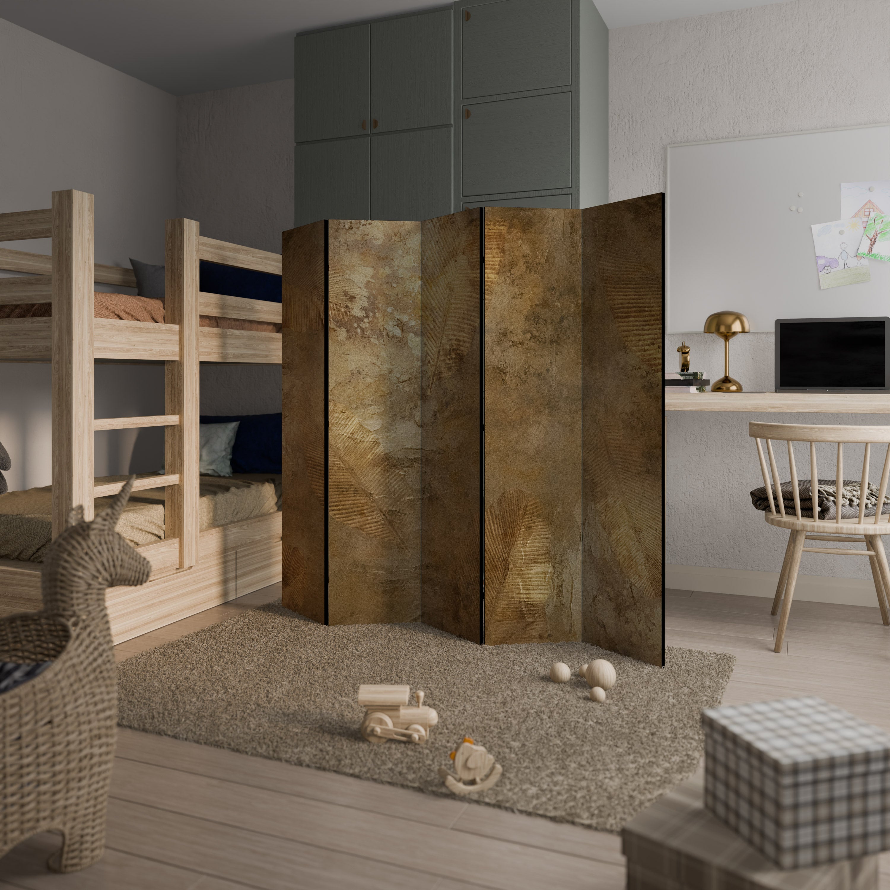 GILDED LEAF CASCADE 5-Panel Room Divider
