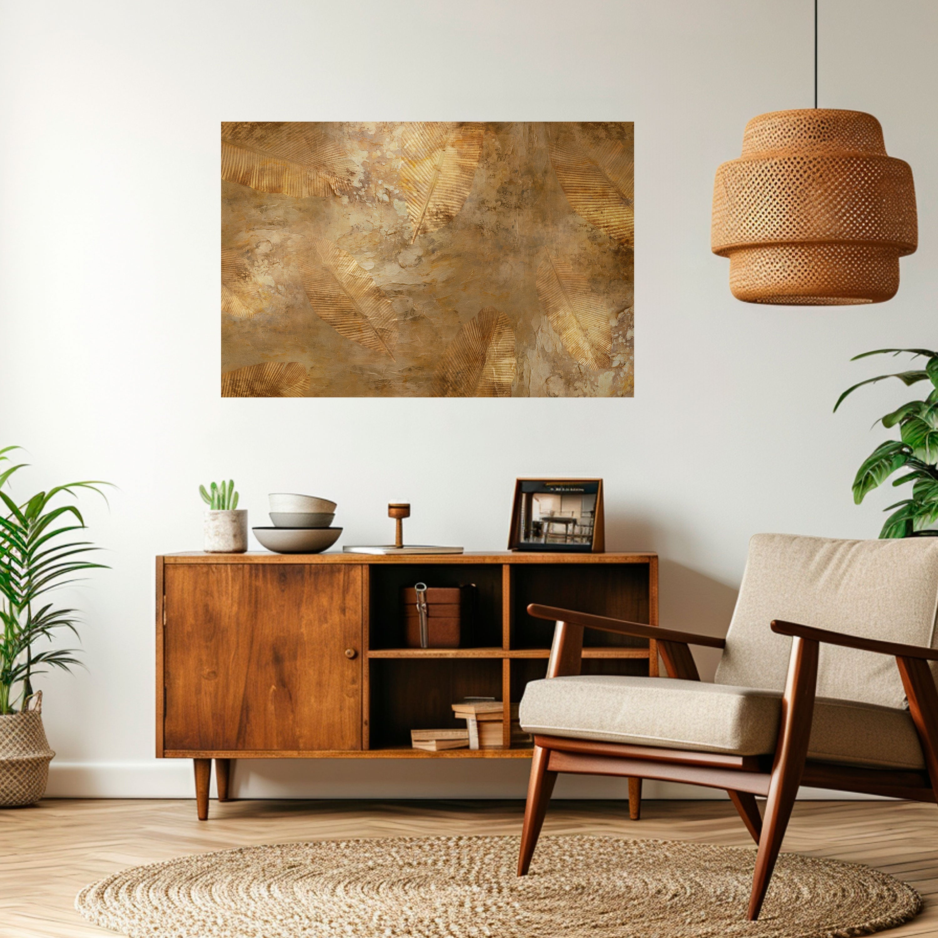 GILDED LEAF CASCADE Peel and Stick Horizontal Poster