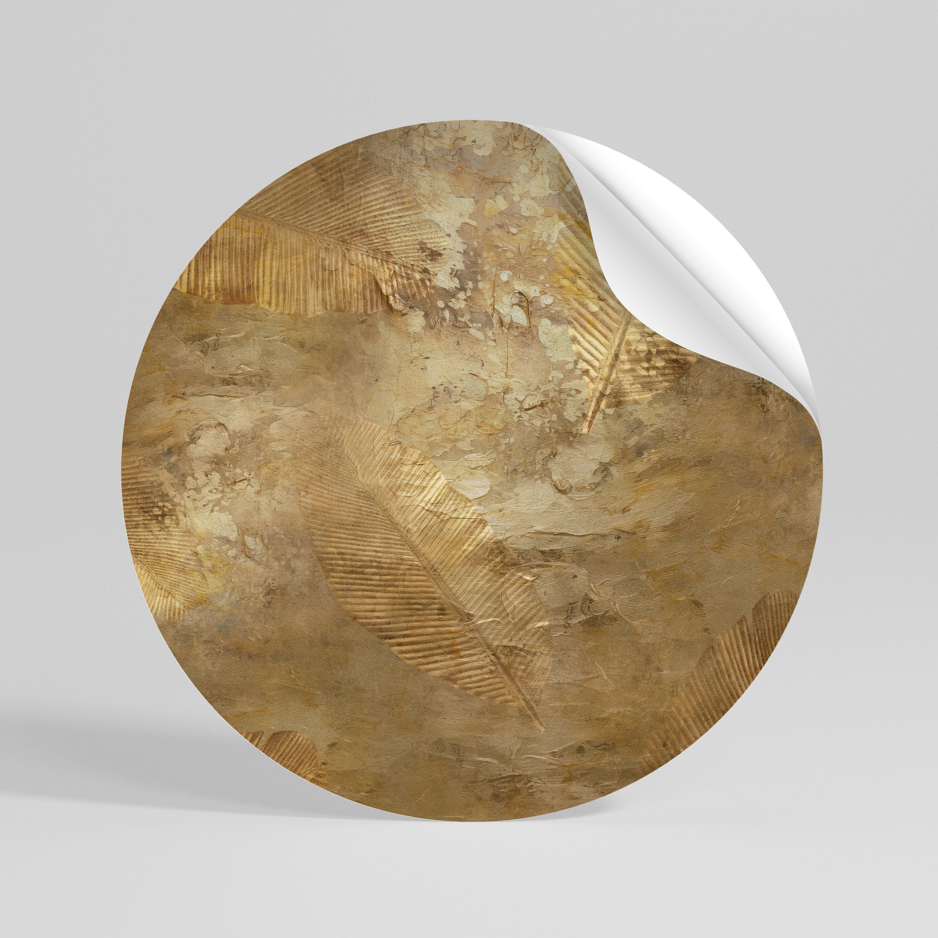 GILDED LEAF CASCADE Peel and Stick Round Sticker