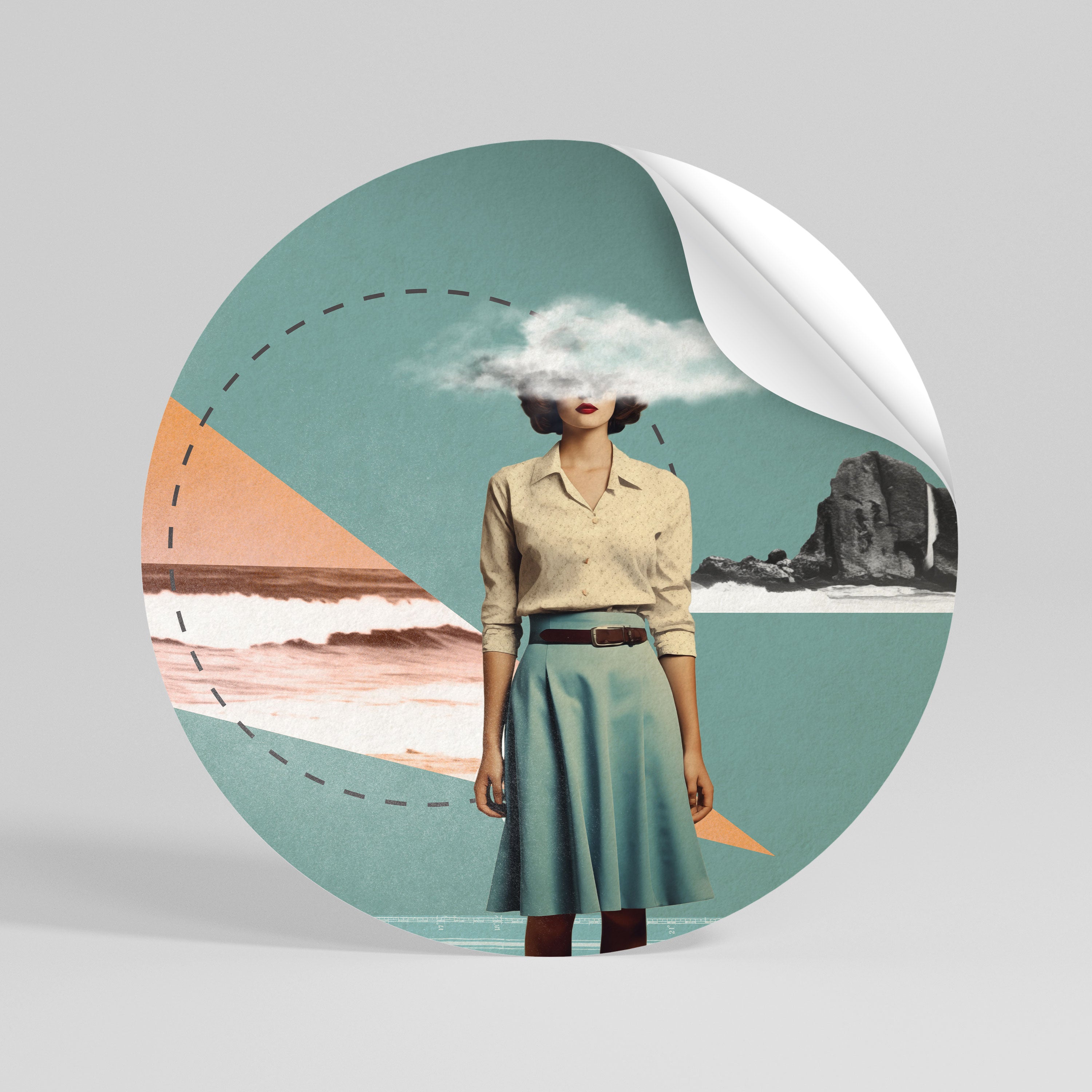 RETRO RESONANCE Peel and Stick Round Sticker