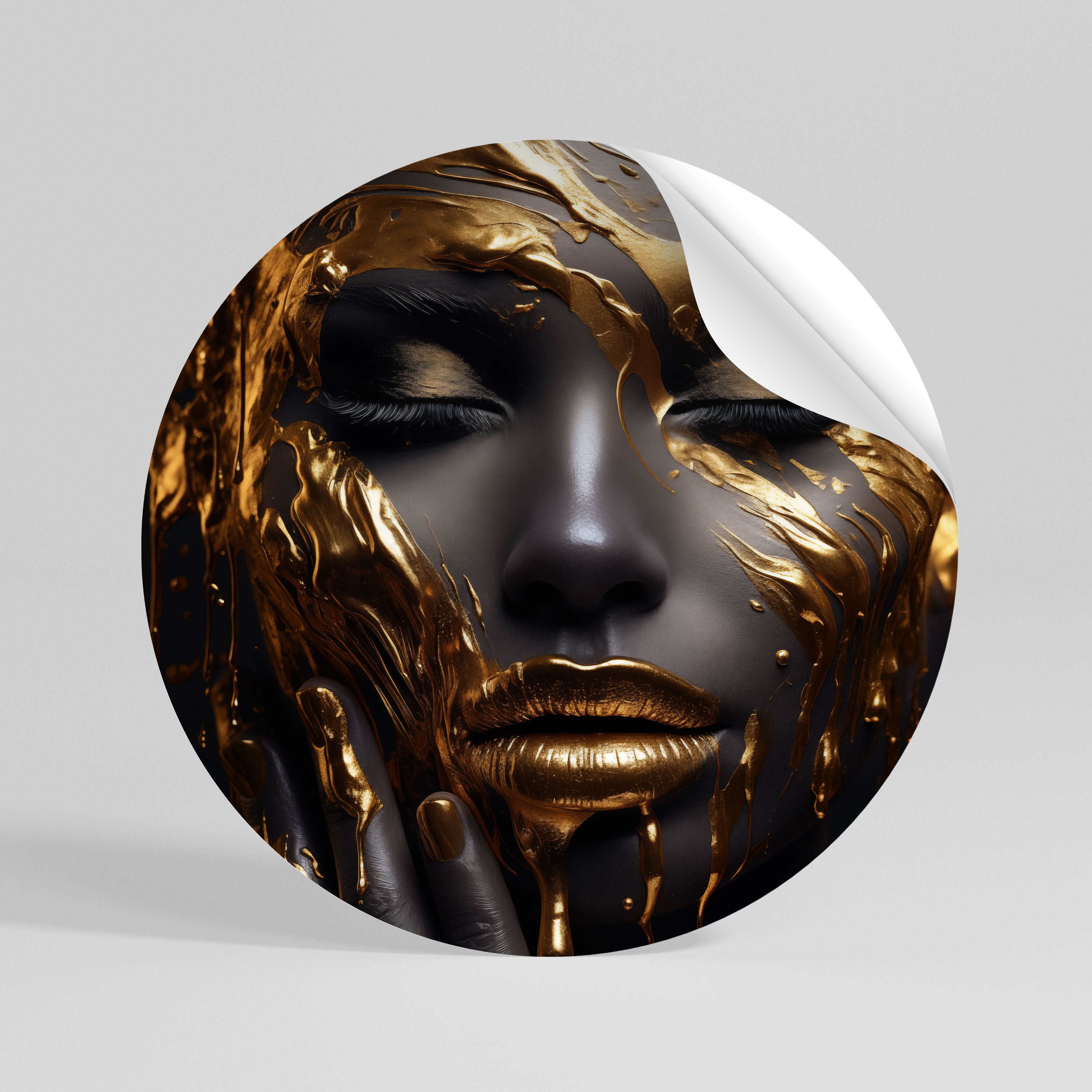 GOLDEN GODDESS Peel and Stick Round Sticker