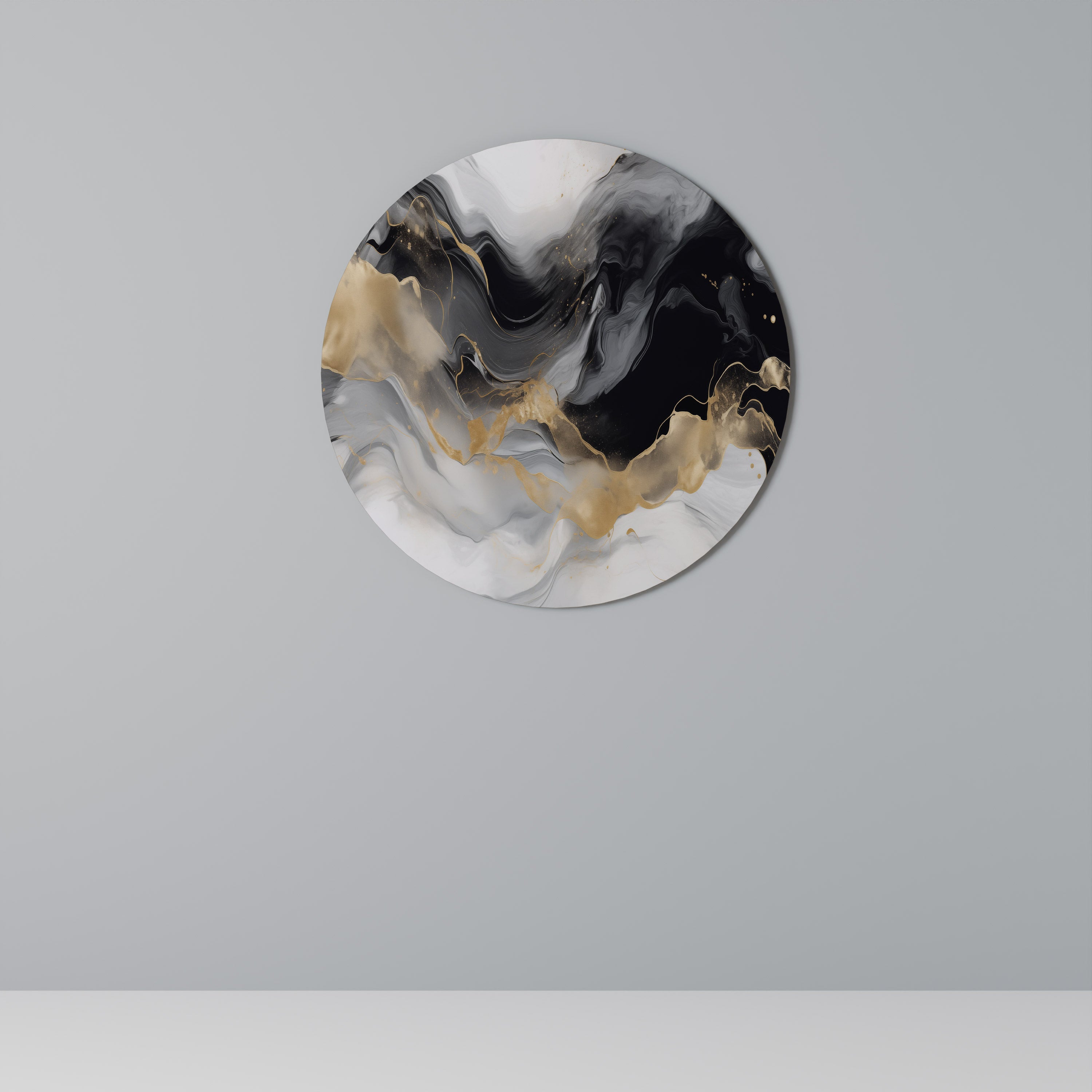 BLACK AND WHITE CONFLUENCE Round Wall Art