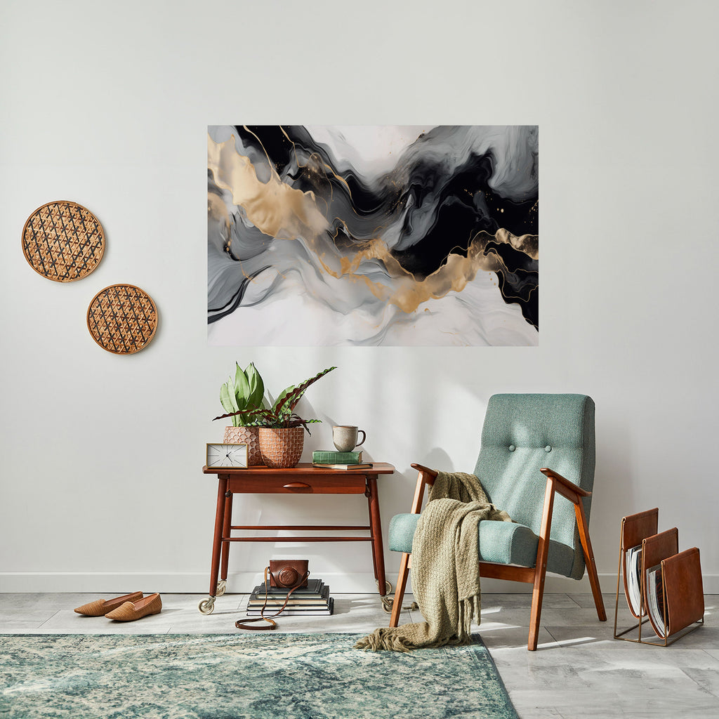 Affiche horizontale autocollante CONFLUENCE NOIR ET BLANC