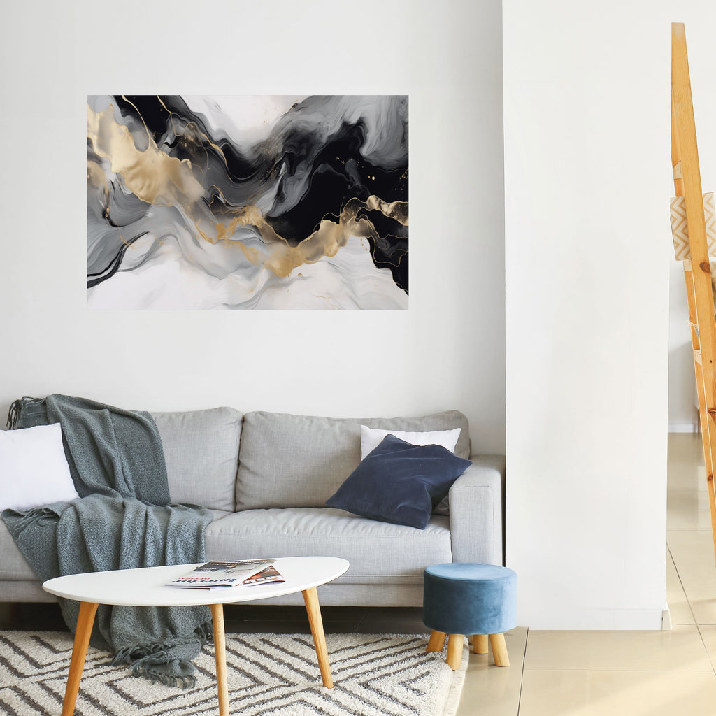 Affiche horizontale autocollante CONFLUENCE NOIR ET BLANC