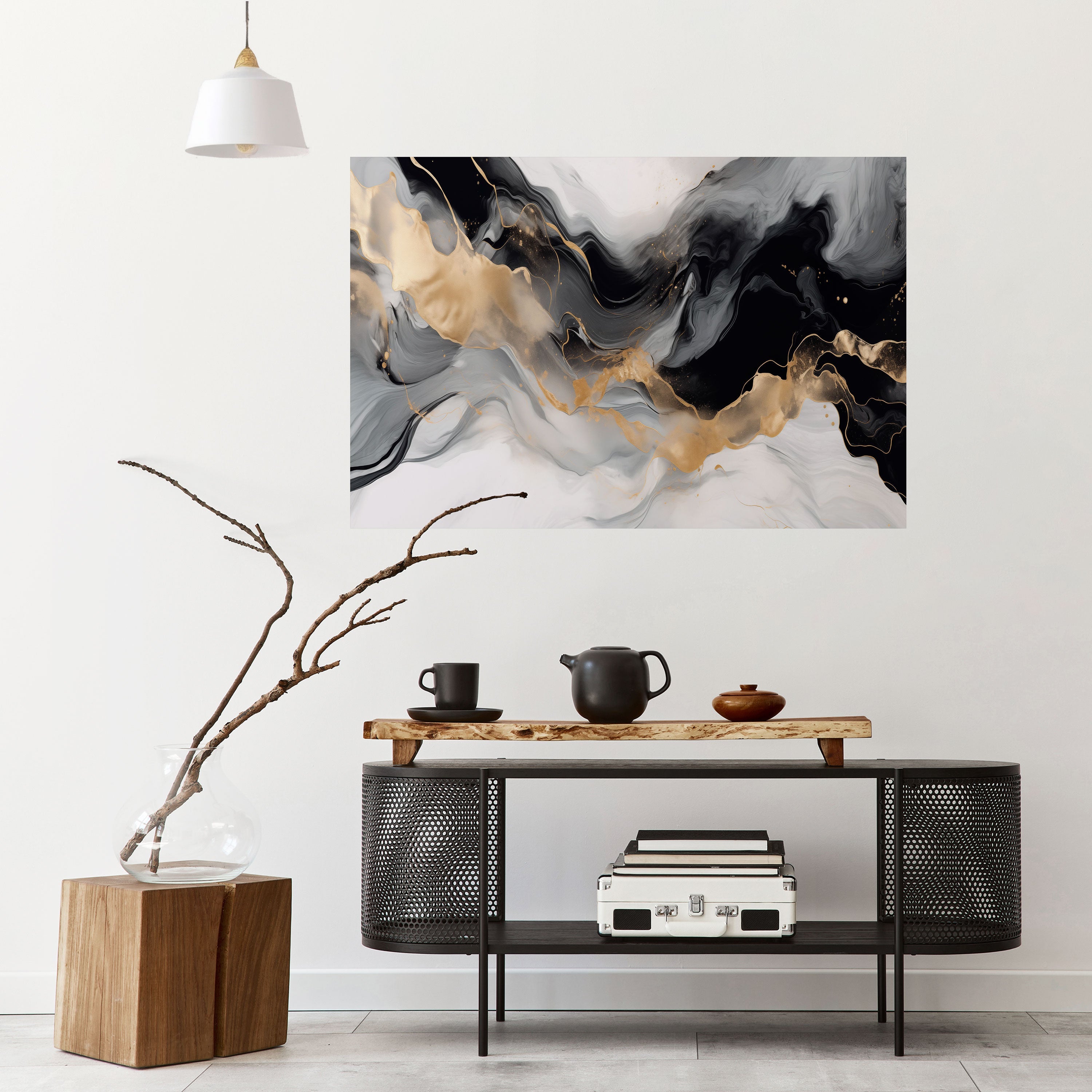 Affiche horizontale autocollante CONFLUENCE NOIR ET BLANC