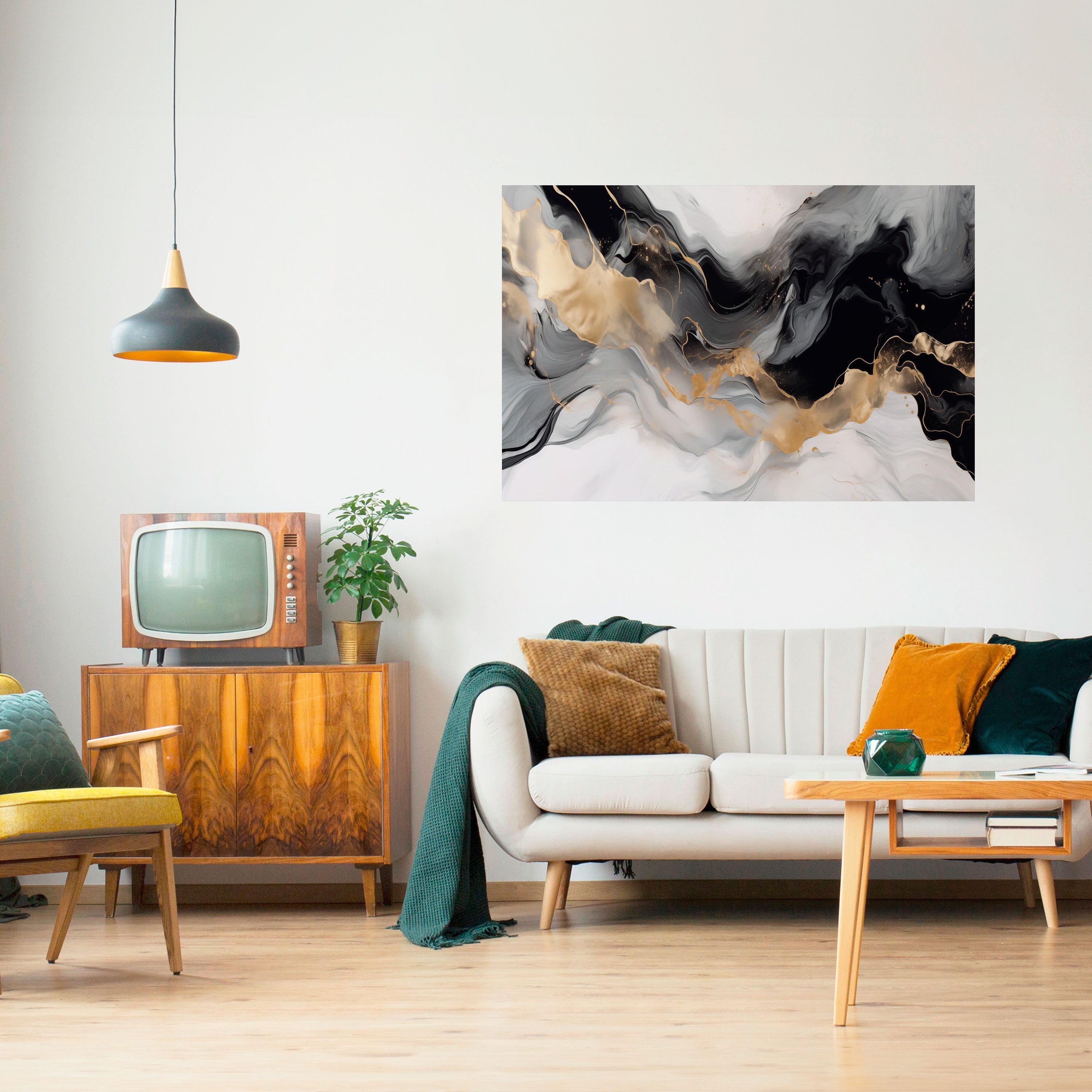 Affiche horizontale autocollante CONFLUENCE NOIR ET BLANC