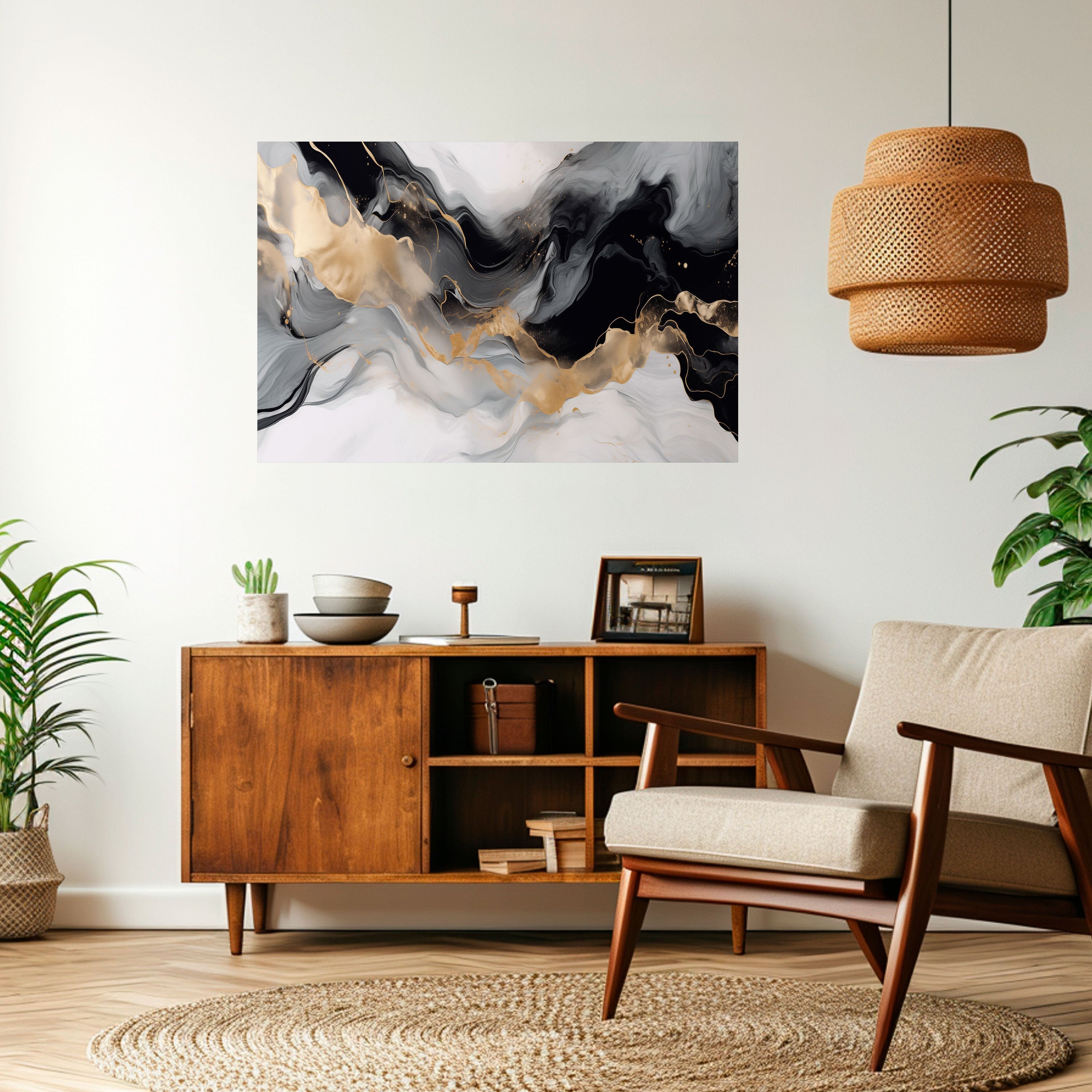 Affiche horizontale autocollante CONFLUENCE NOIR ET BLANC