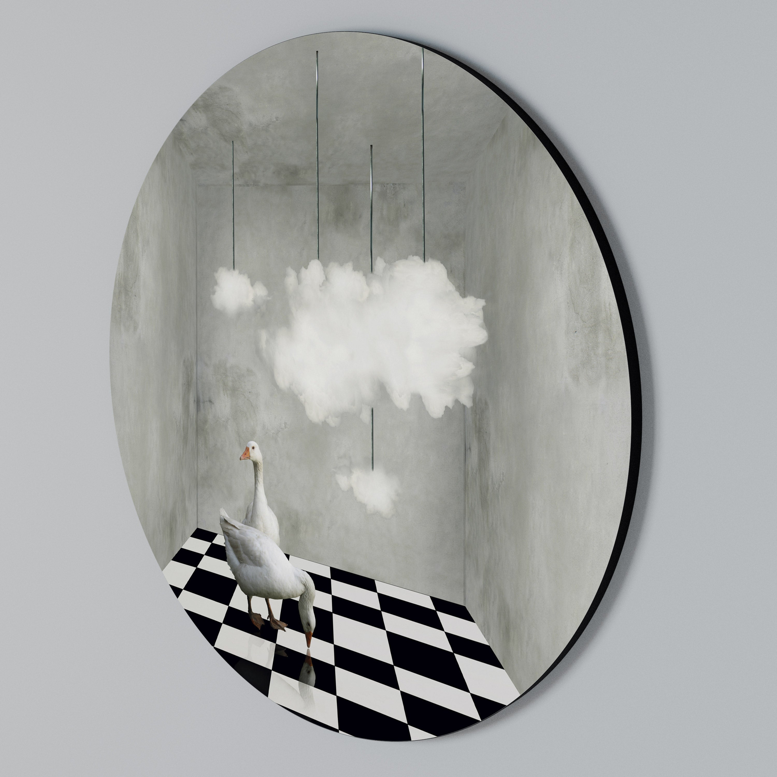 CHESS CLOUD SWAN Round Wall Art