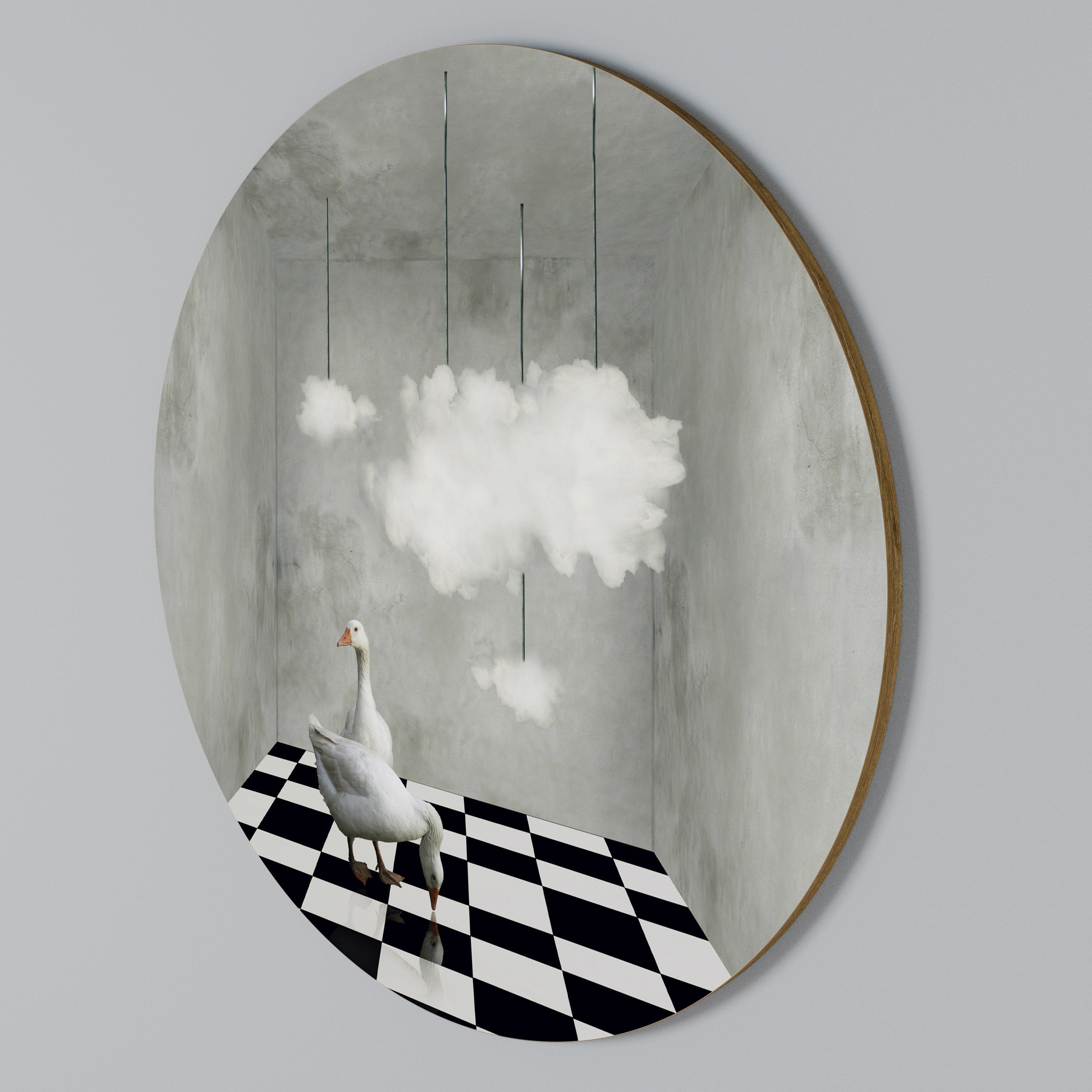 CHESS CLOUD SWAN Round Wall Art