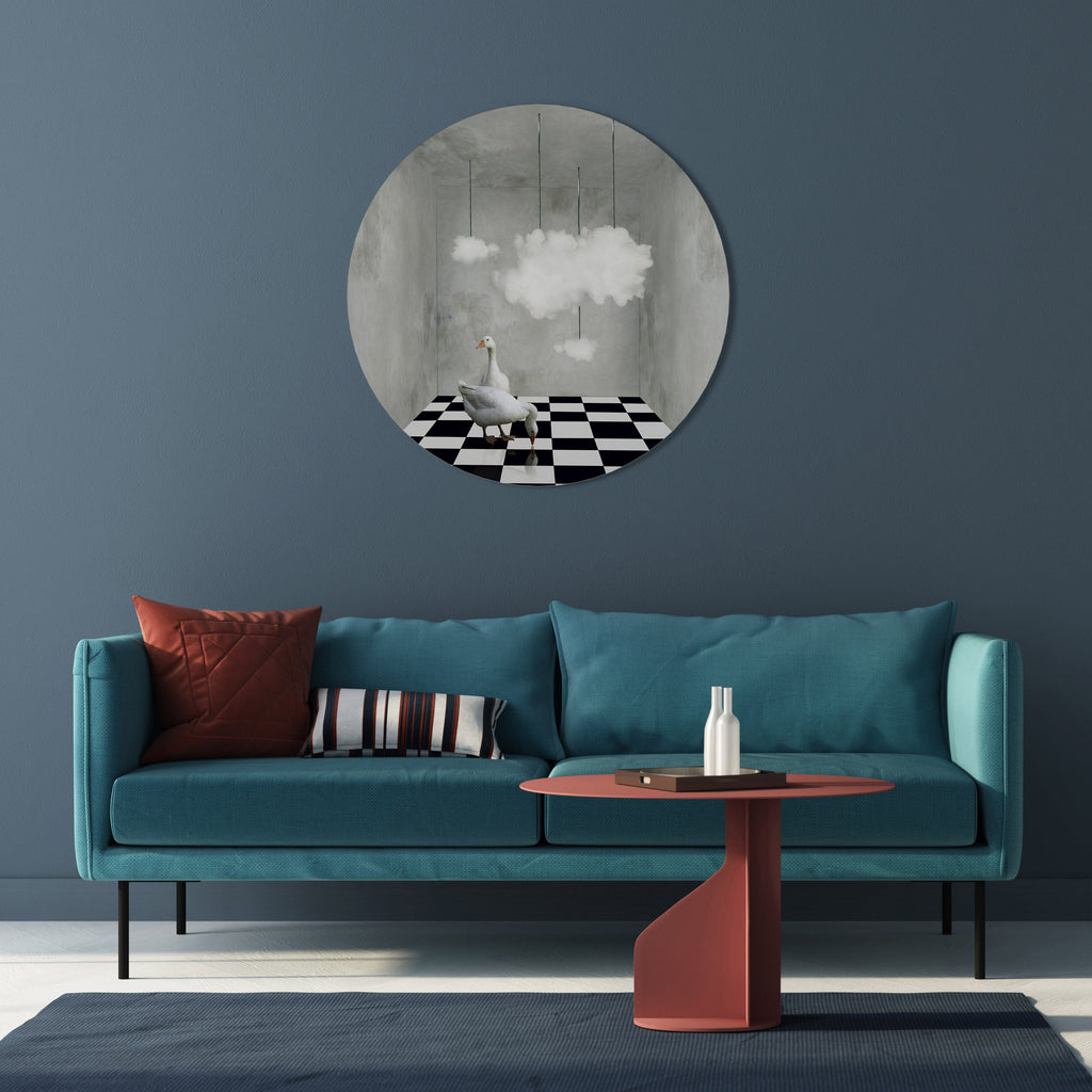 CHESS CLOUD SWAN Round Wall Art