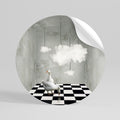 CHESS CLOUD SWAN Peel and Stick Round Sticker