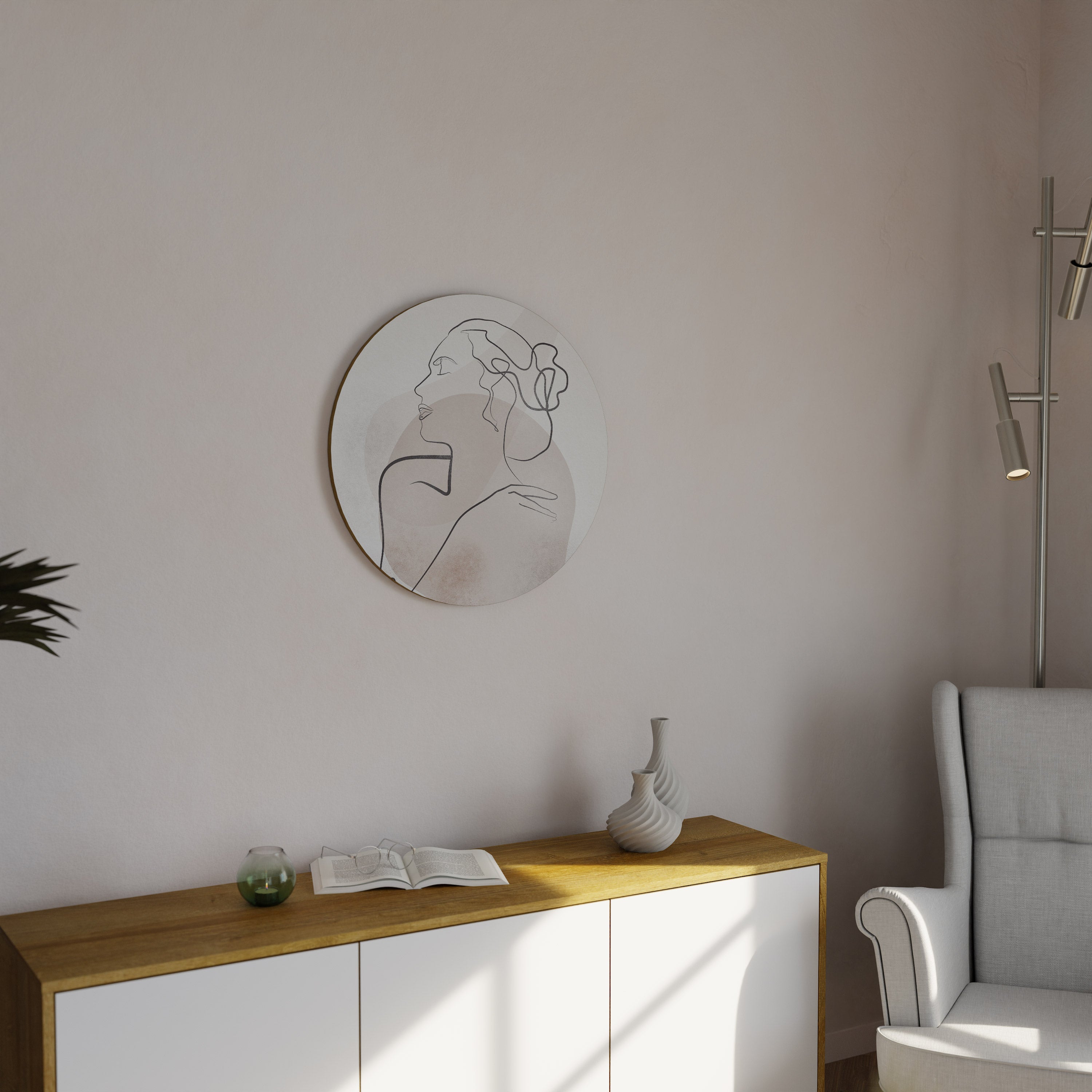 GRACEFUL LINES Round Wall Art