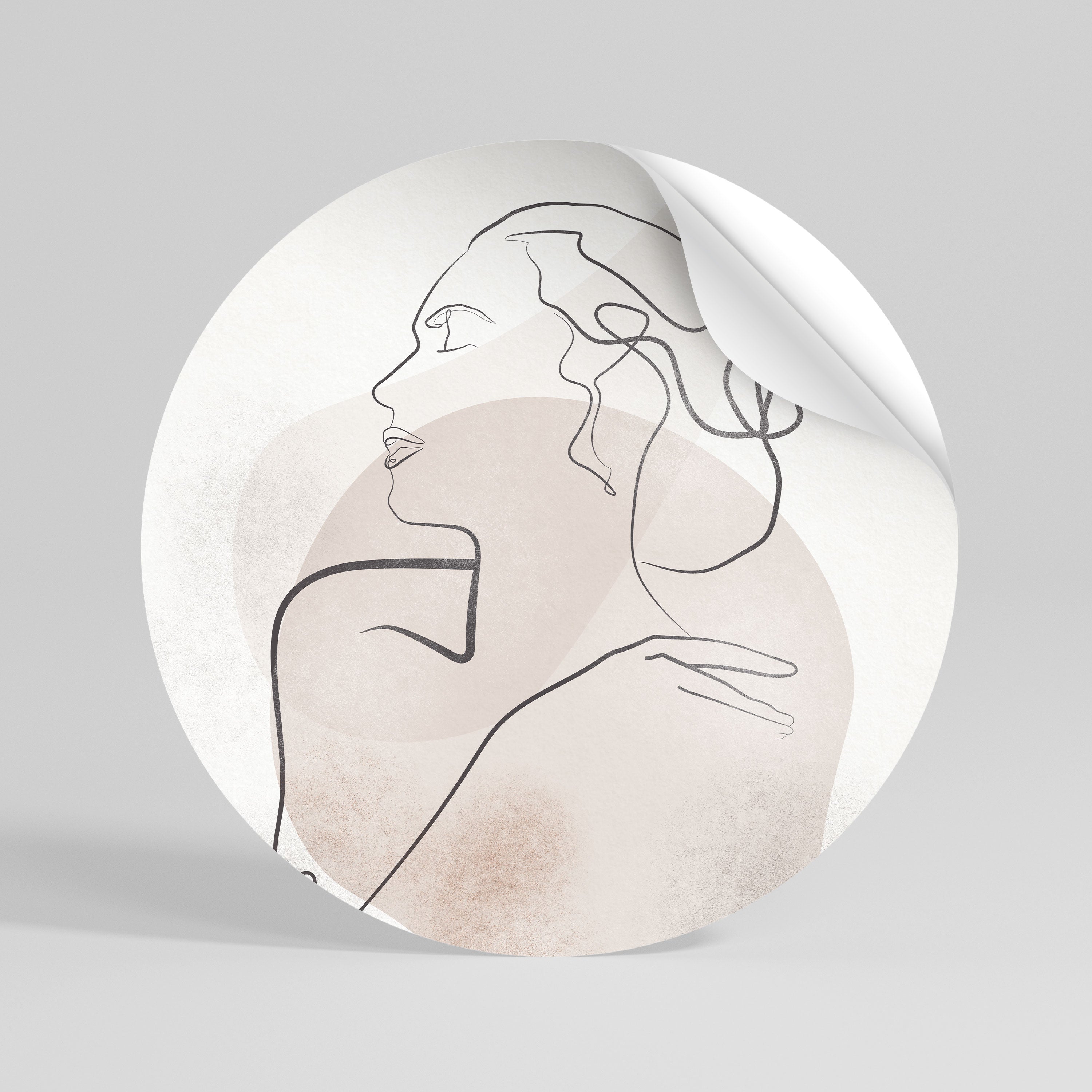GRACEFUL LINES Peel and Stick Round Sticker