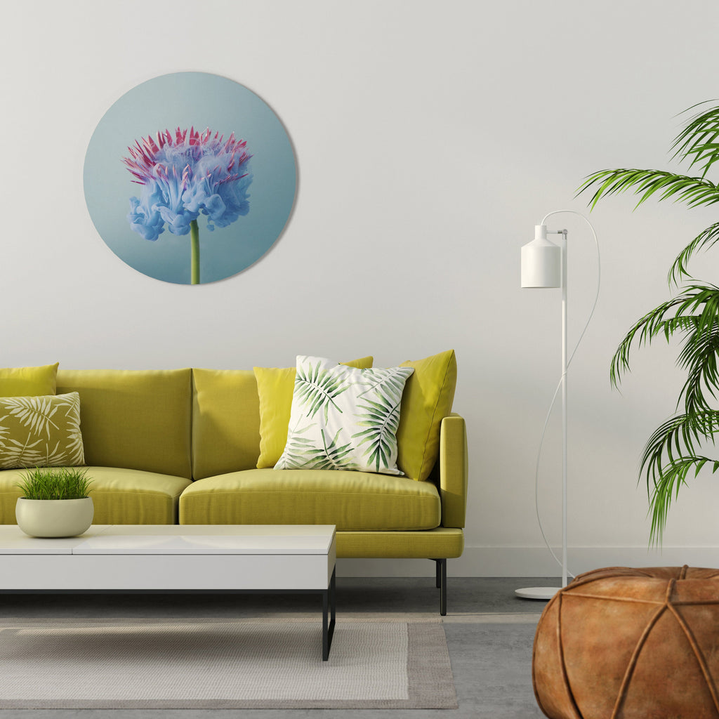 MISTY BLUE EXPLOSION Round Wall Art