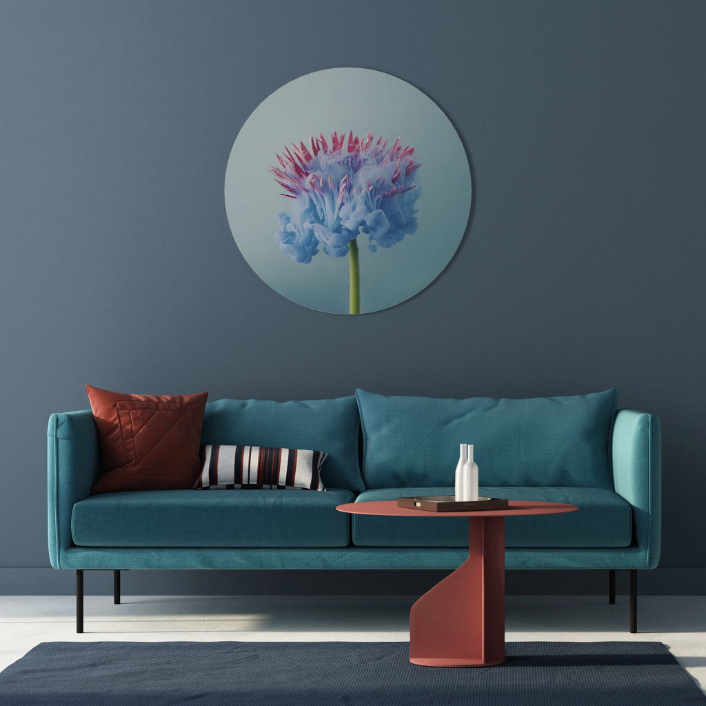 MISTY BLUE EXPLOSION Round Wall Art