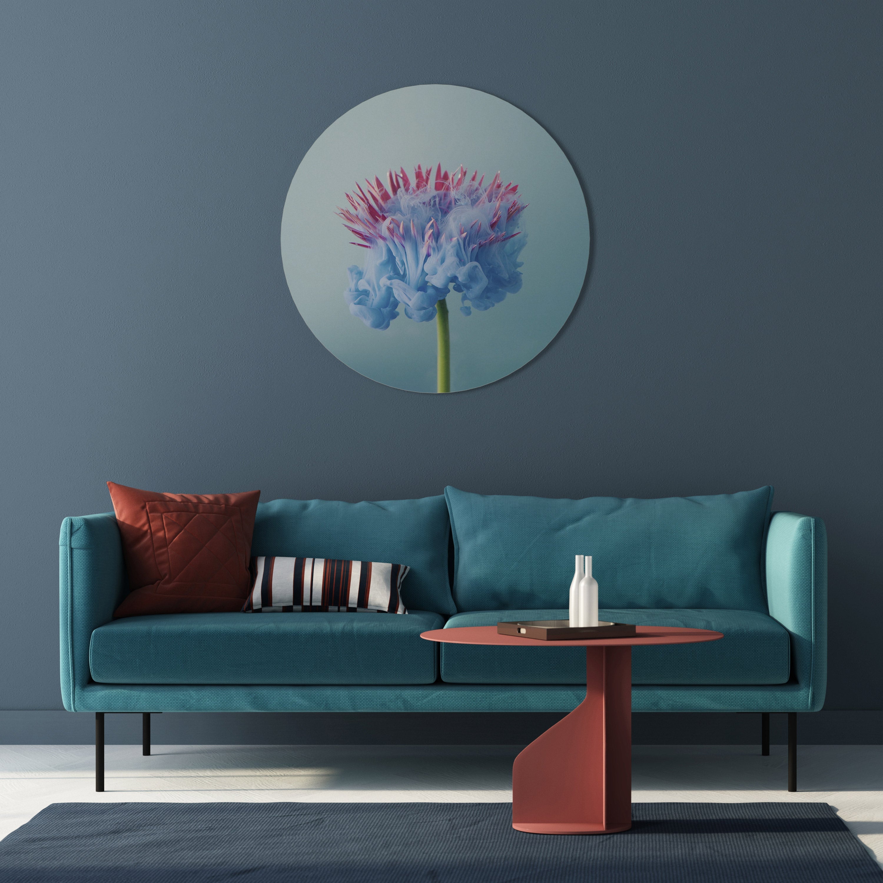 MISTY BLUE EXPLOSION Round Wall Art