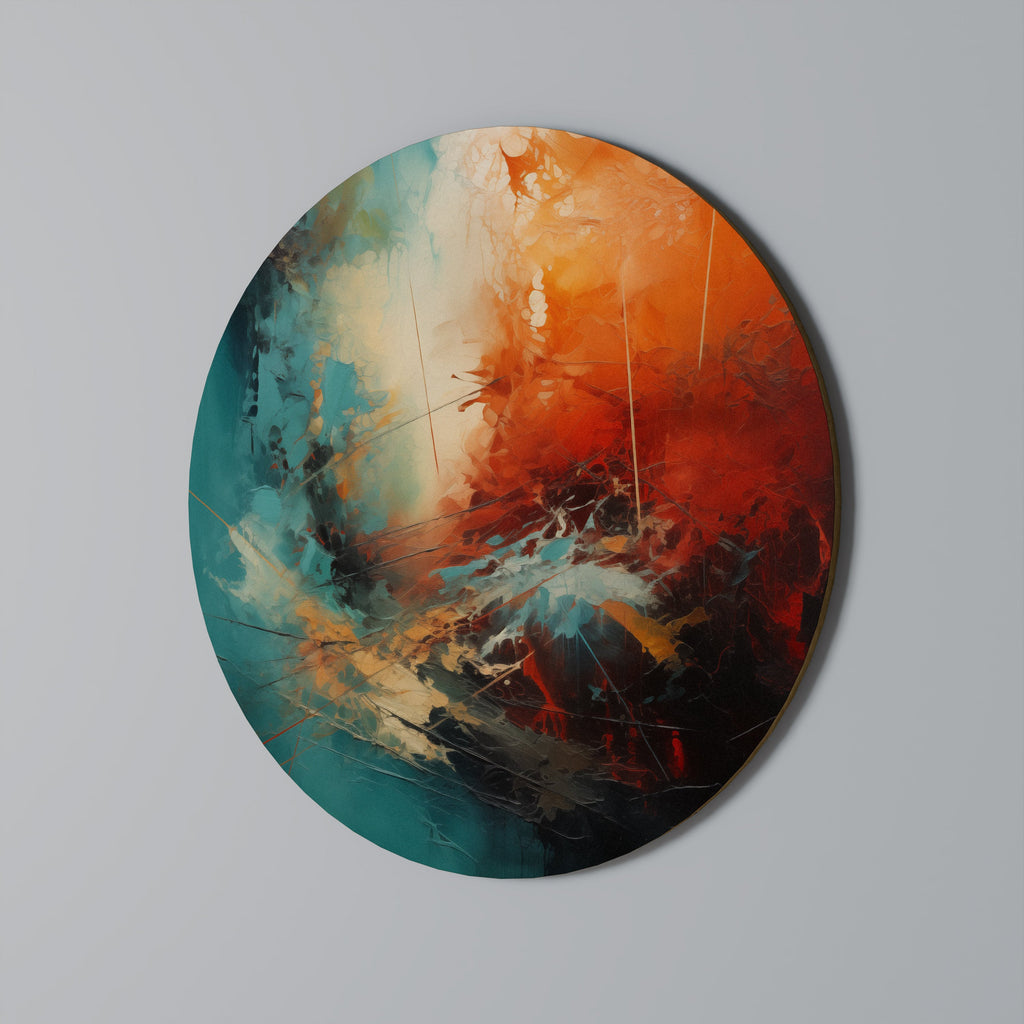 FIERY FUSION Round Wall Art
