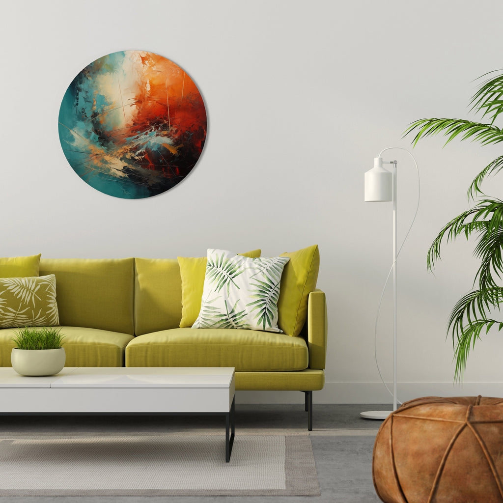 FIERY FUSION Round Wall Art