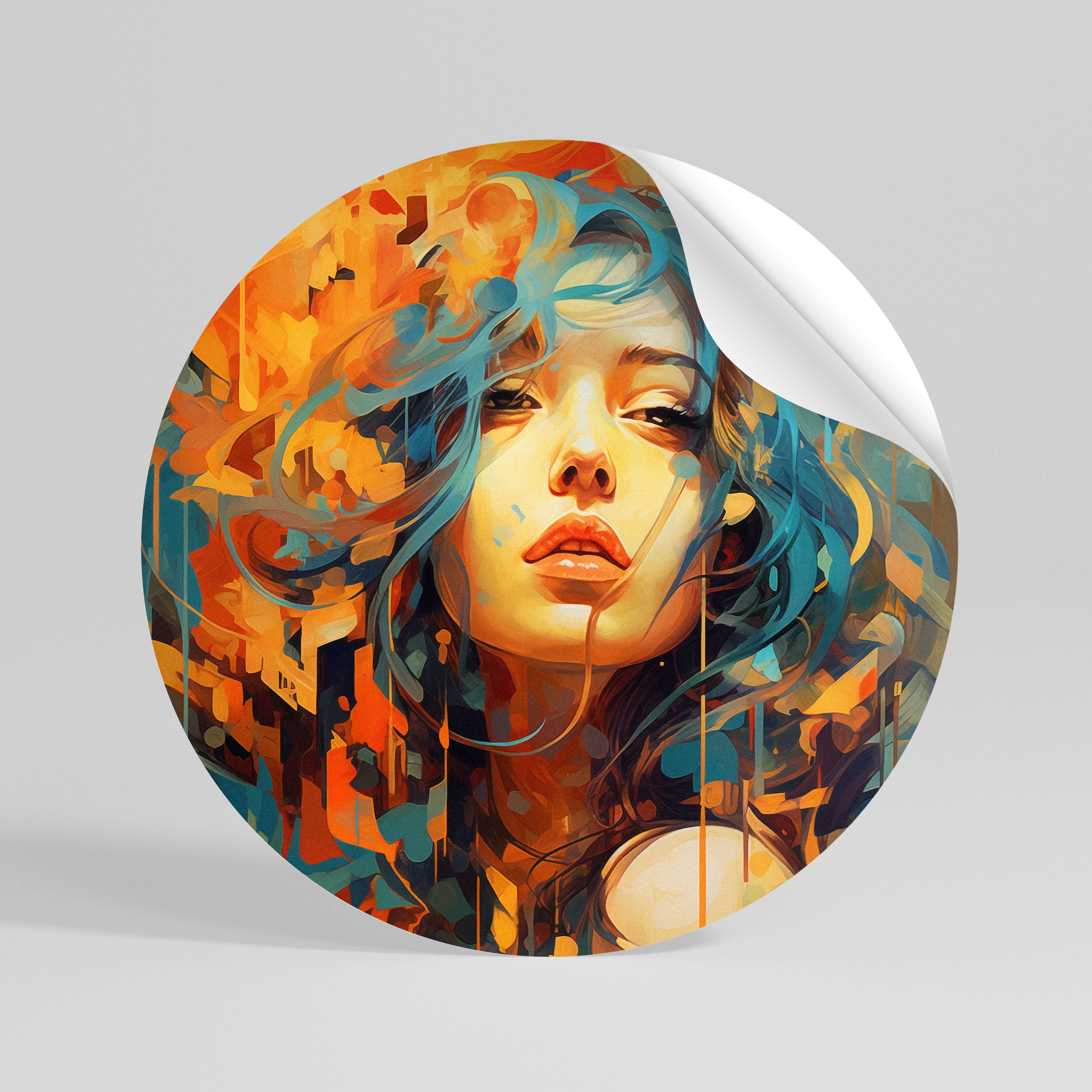 RAINBOW MUSE Peel and Stick Round Sticker