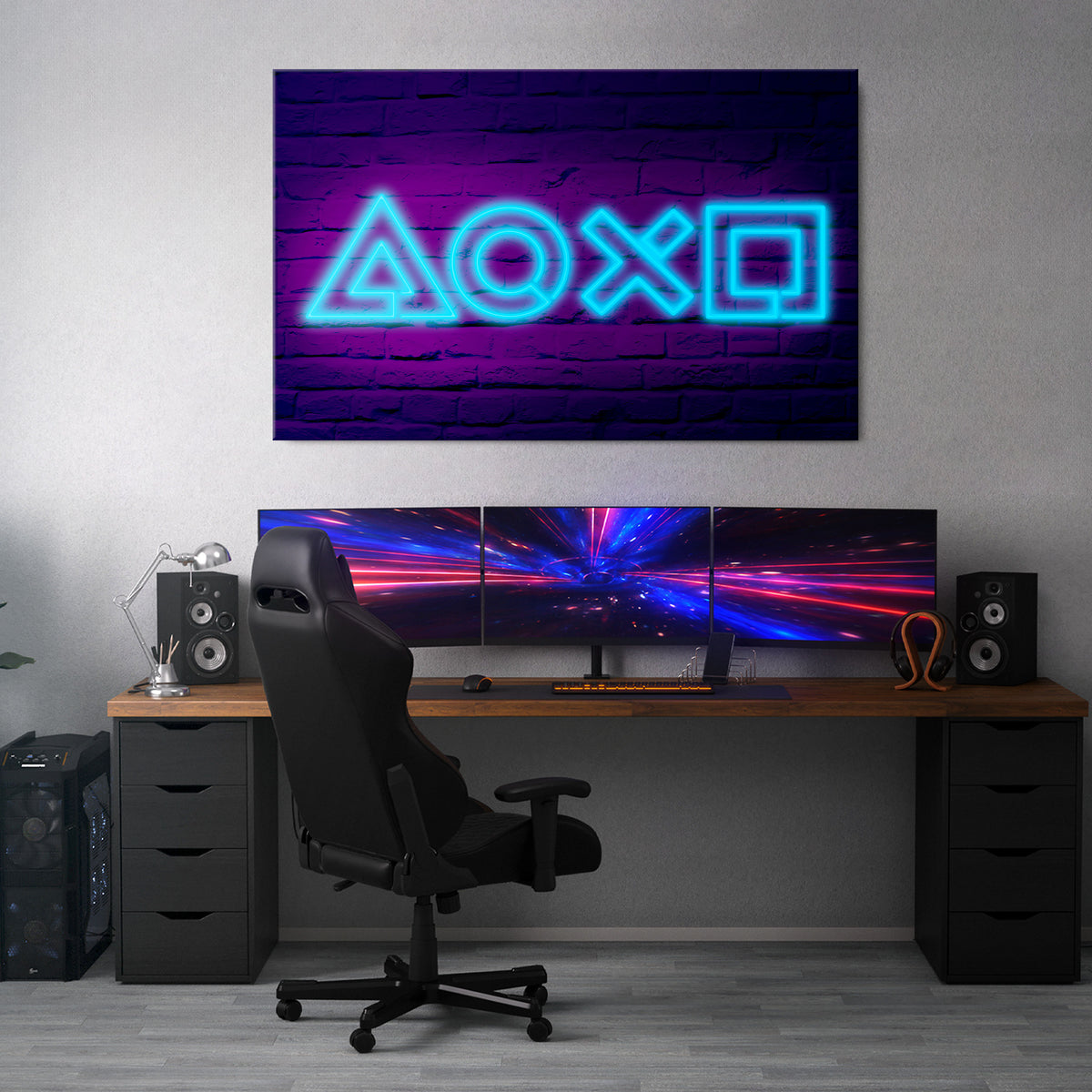 NEON PULSE GAMING Horizontal Canvas Print