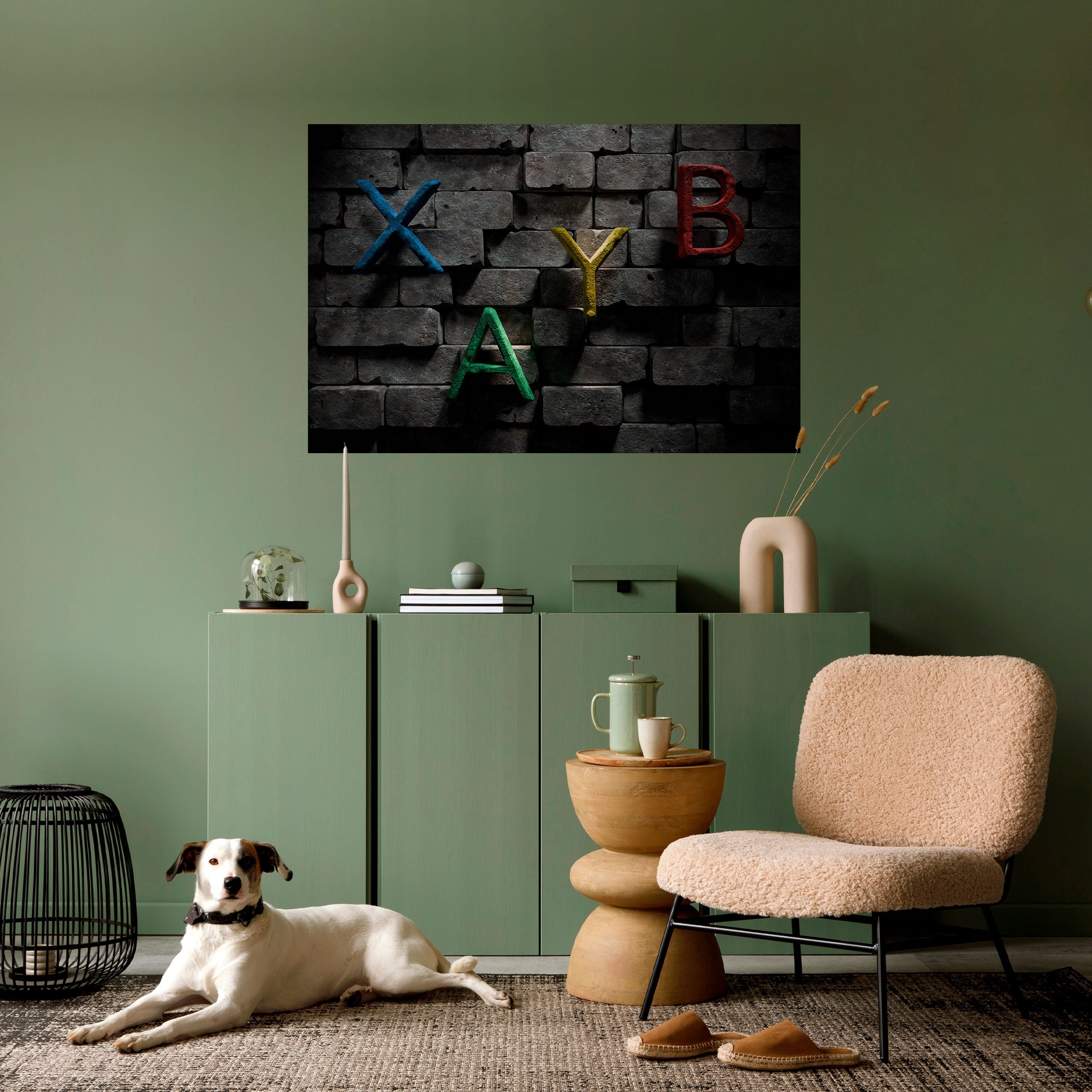 Affiche horizontale autocollante avec lettres en briques pour joueurs